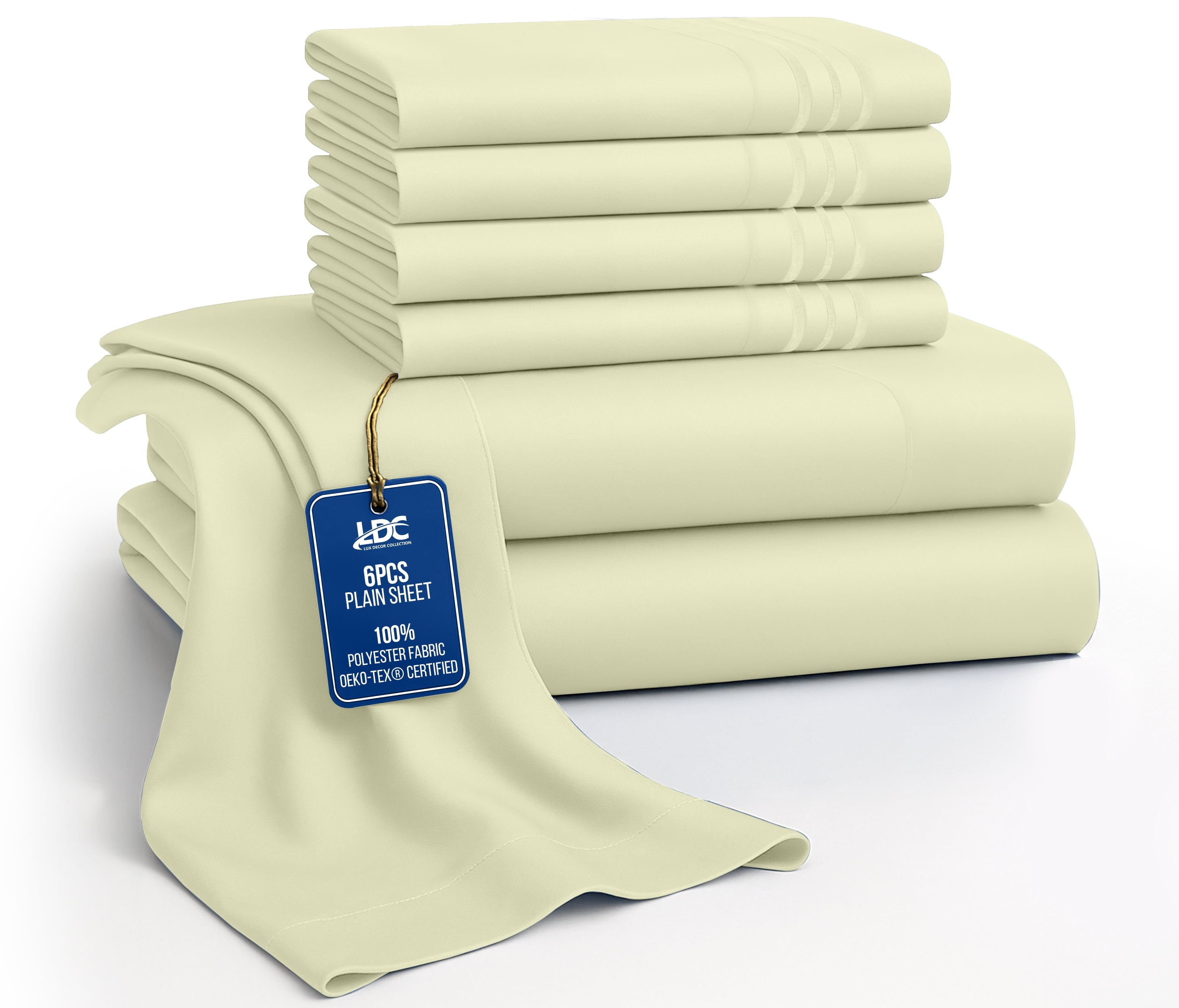 Lux Decor&nbsp;King&nbsp;Bed Sheets - 6 Piece Ultra-Soft Microfiber&nbsp;Sheets Set, Deep Pocket Fitted Sheet, Flat Sheet & 4 Pillowcases, Breathable Hotel Luxury, OEKO-TEX Certified, Grey