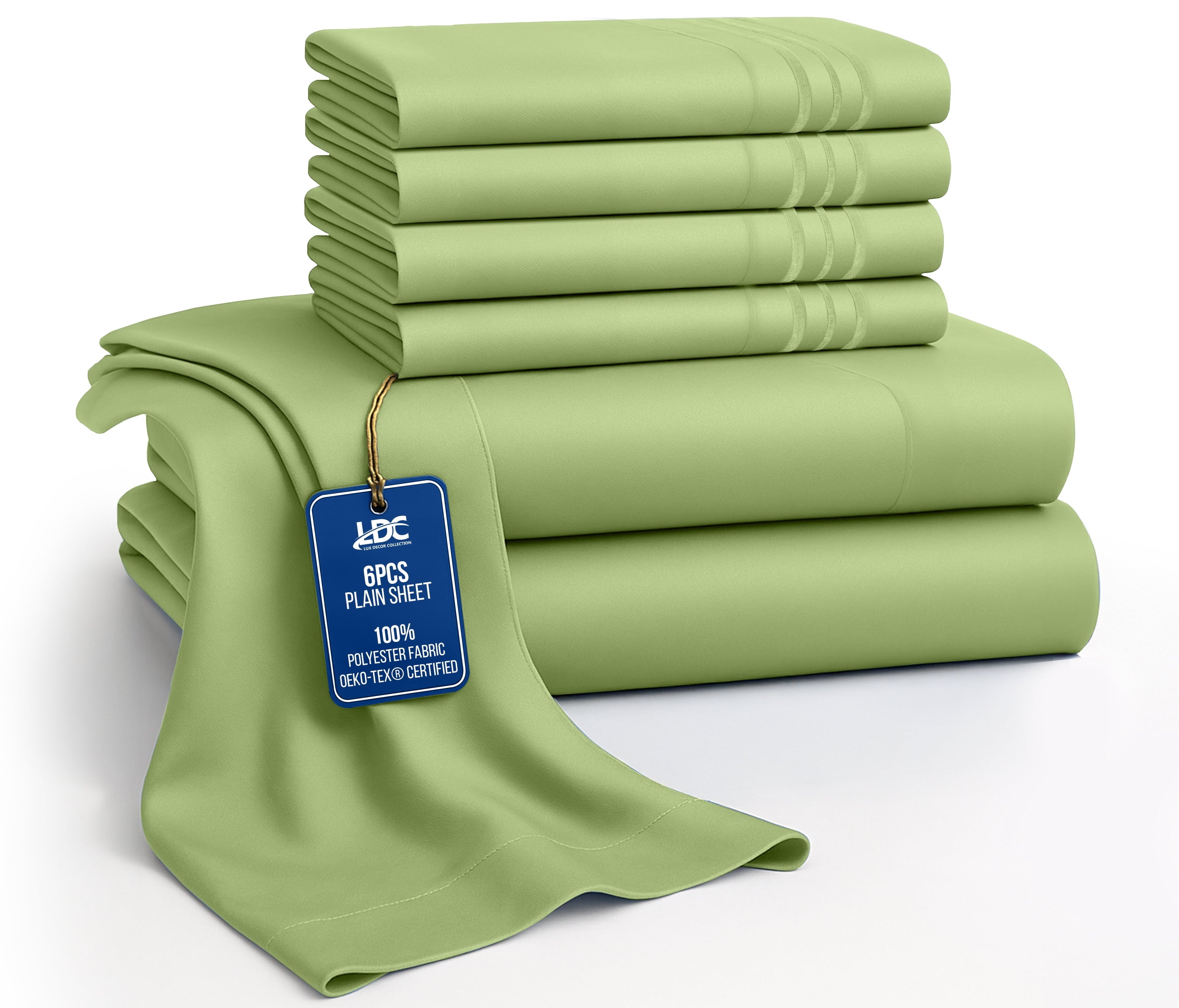 Lux Decor&nbsp;King&nbsp;Bed Sheets - 6 Piece Ultra-Soft Microfiber&nbsp;Sheets Set, Deep Pocket Fitted Sheet, Flat Sheet & 4 Pillowcases, Breathable Hotel Luxury, OEKO-TEX Certified, Grey