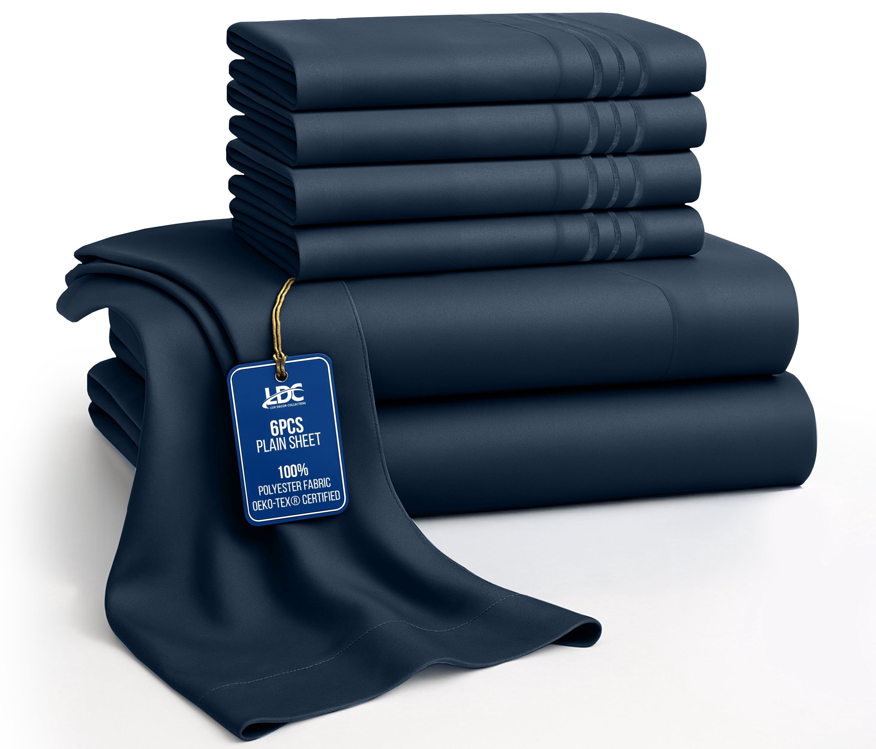 Lux Decor&nbsp;King&nbsp;Bed Sheets - 6 Piece Ultra-Soft Microfiber&nbsp;Sheets Set, Deep Pocket Fitted Sheet, Flat Sheet & 4 Pillowcases, Breathable Hotel Luxury, OEKO-TEX Certified, Grey