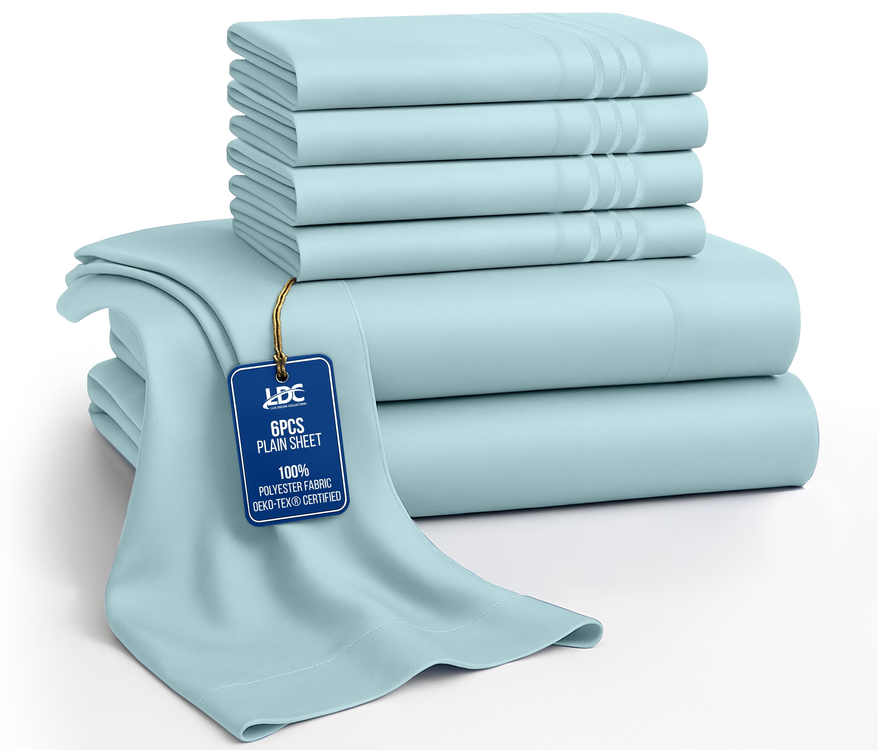 Lux Decor&nbsp;King&nbsp;Bed Sheets - 6 Piece Ultra-Soft Microfiber&nbsp;Sheets Set, Deep Pocket Fitted Sheet, Flat Sheet & 4 Pillowcases, Breathable Hotel Luxury, OEKO-TEX Certified, Grey