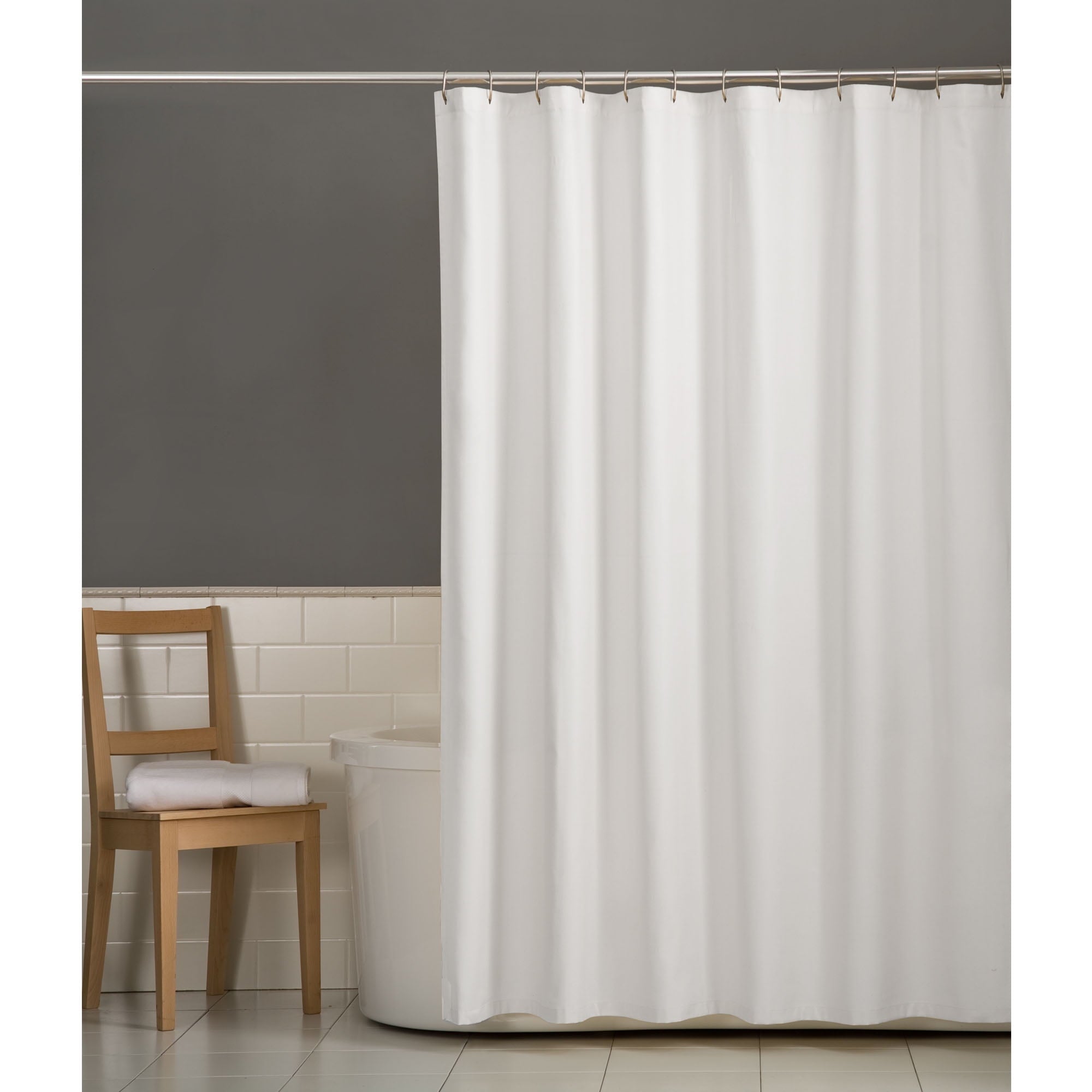Mainstays White Water Repellent Fabric Shower Curtain Liner, 70” x 72”