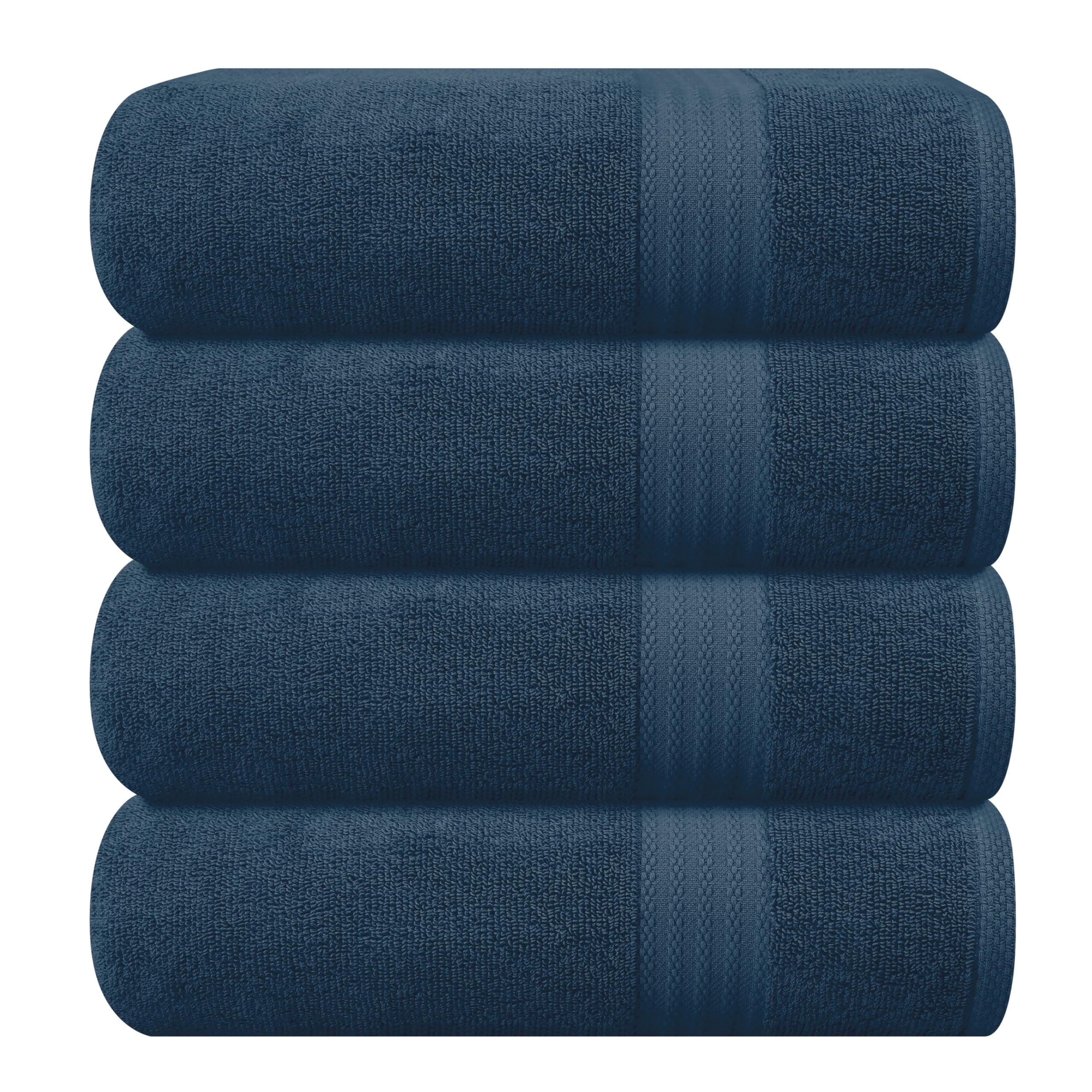 MyOwn Ultra Soft 3 Pack Cotton Towel Set, Contains a Bath Towel 28x55 inch, a Hand Towel 16x24 inch & a Wash Coth 12x12 inch, Ideal Everyday use, Compact & Lightweight - Navy Blue