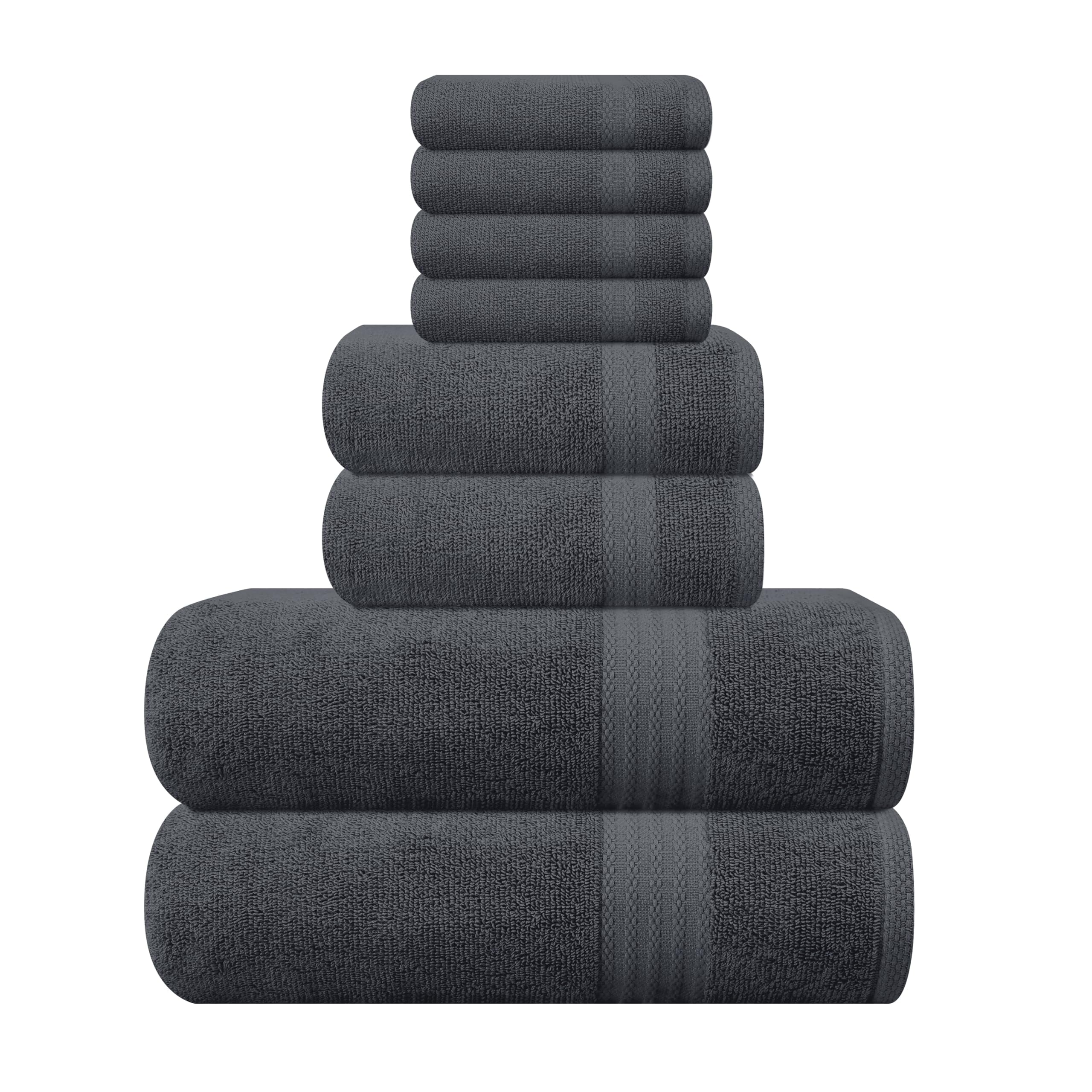 MyOwn Ultra Soft 3 Pack Cotton Towel Set, Contains a Bath Towel 28x55 inch, a Hand Towel 16x24 inch & a Wash Coth 12x12 inch, Ideal Everyday use, Compact & Lightweight - Navy Blue