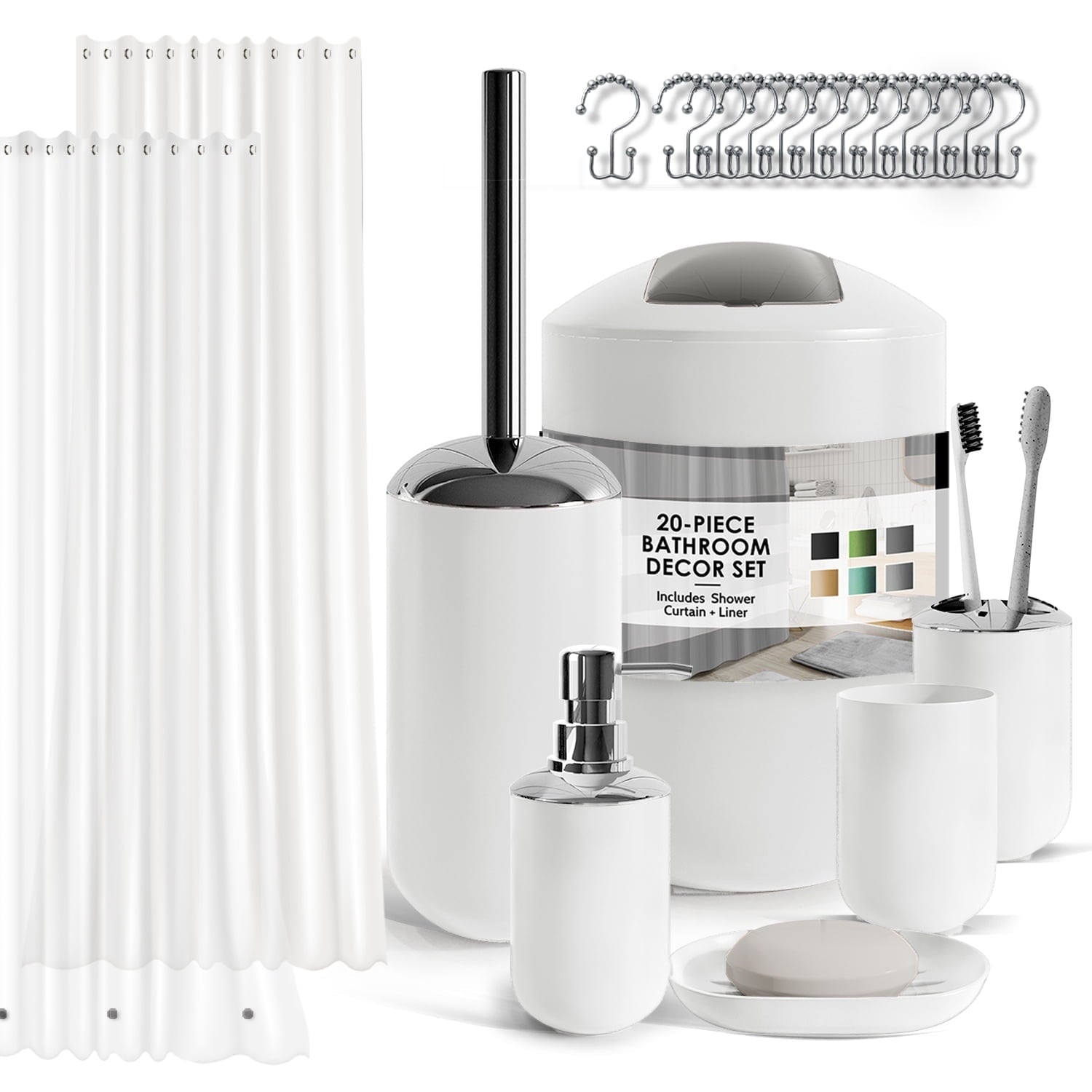 Hearth & Harbor 20 Piece Bathroom Accessories Set, Black Bathroom Decor Set