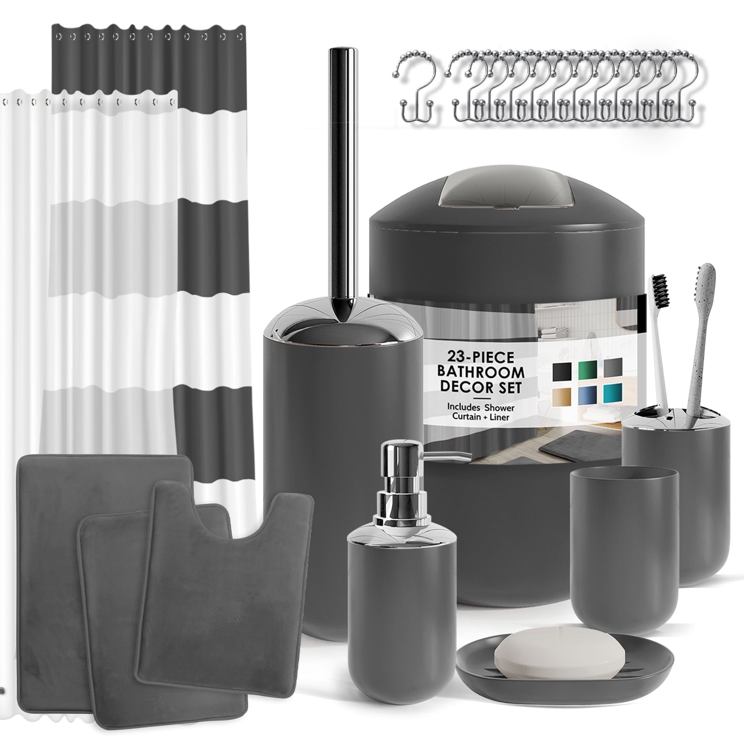 Hearth & Harbor 20 Piece Bathroom Accessories Set, Black Bathroom Decor Set