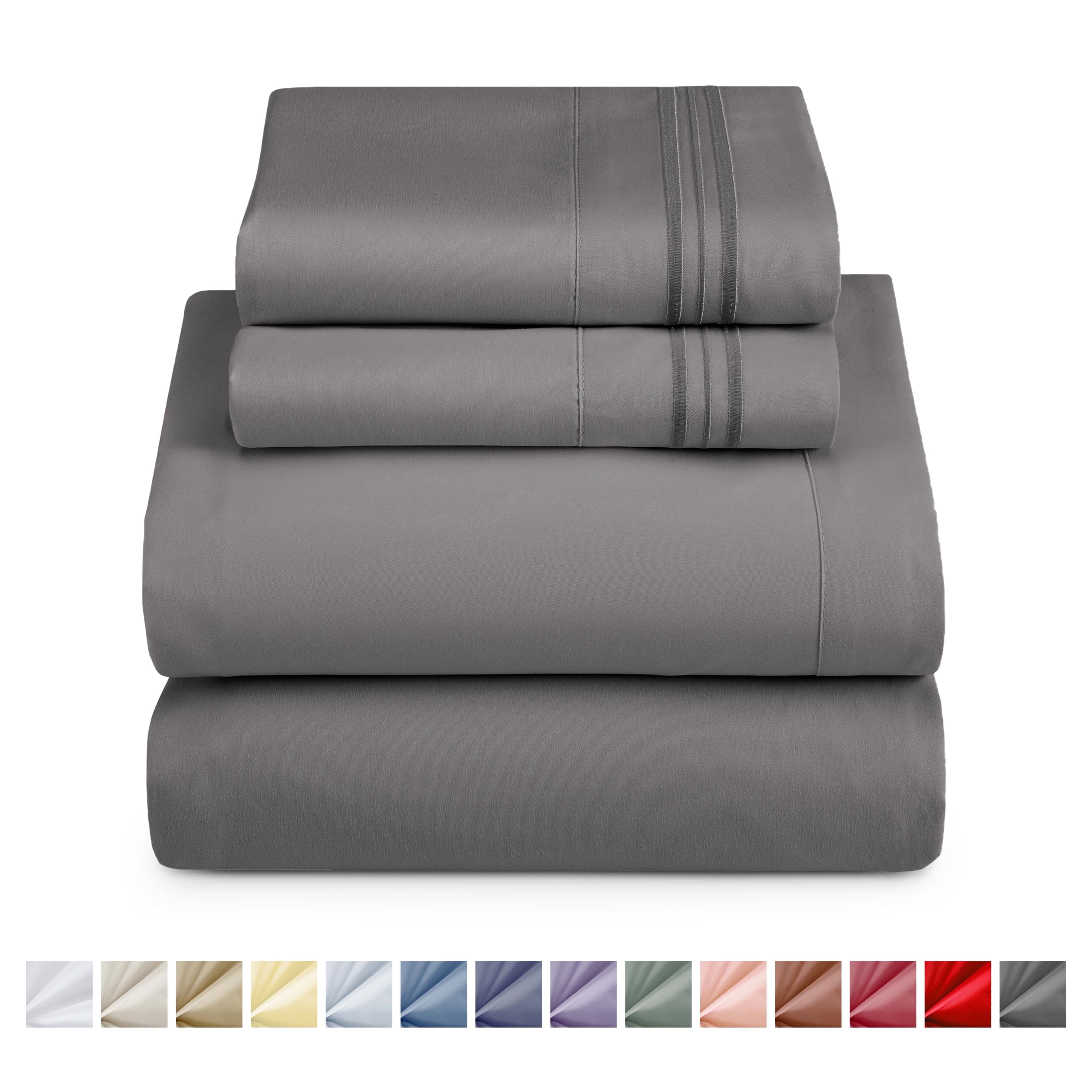 Nestl Full XL Size Sheet Sets, 1800 Series Deep Pocket 4 Piece, Luxury Soft Microfiber Bed Sheet Sets, CHARCOAL STONE GRAY