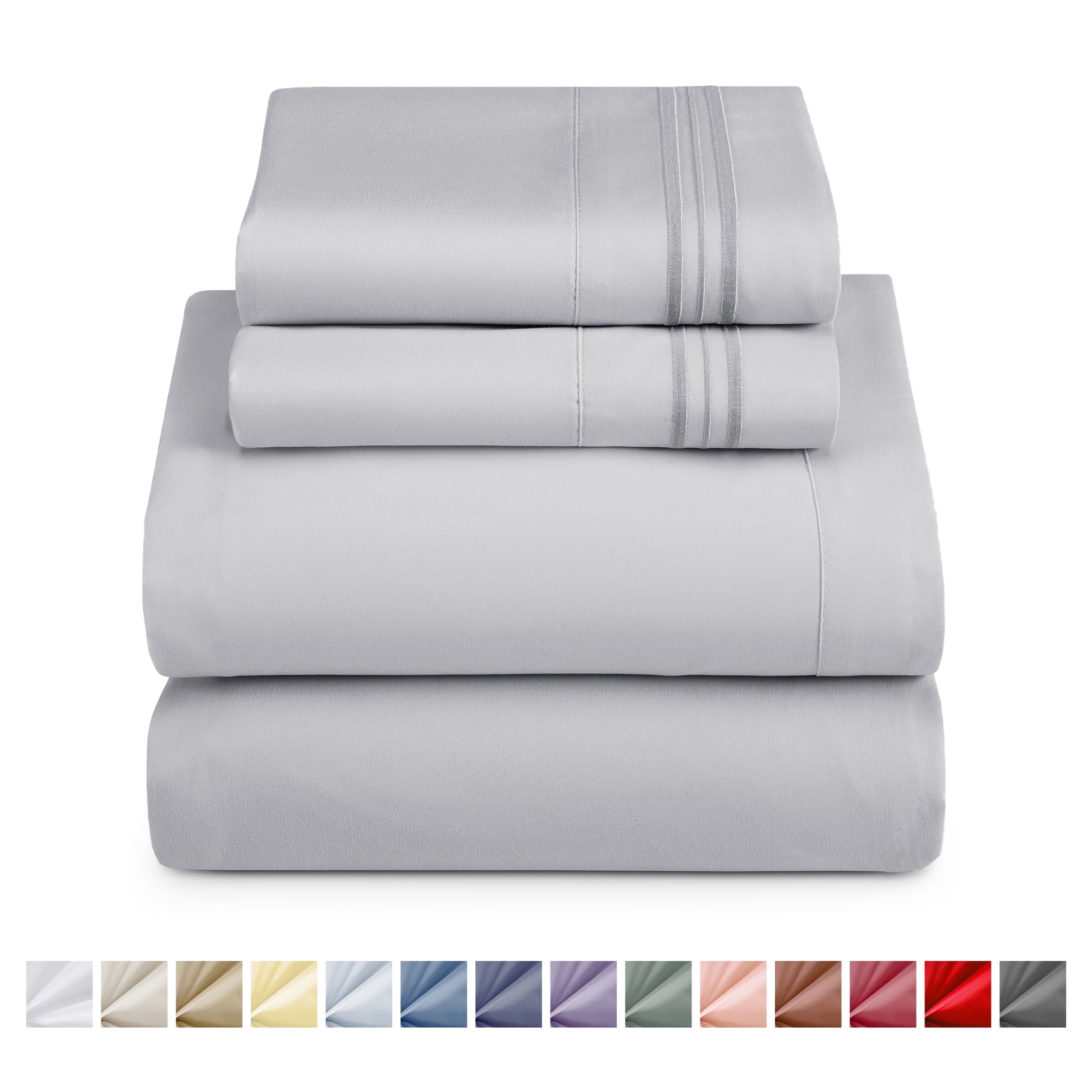 Nestl Full XL Size Sheet Sets, 1800 Series Deep Pocket 4 Piece, Luxury Soft Microfiber Bed Sheet Sets, CHARCOAL STONE GRAY