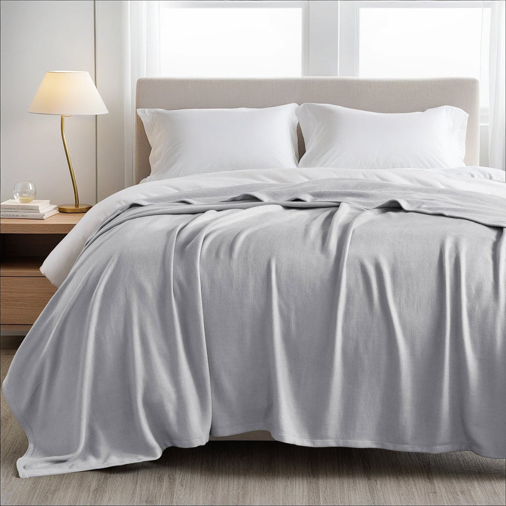 Regency Heights Cozy Bamboo Cotton Blanket, Lightweight Blanket for Sofa Couch, All Season Breathable Bed Blanket for Hot Sleepers with Diamond Jacquard, Full/Queen, Navy