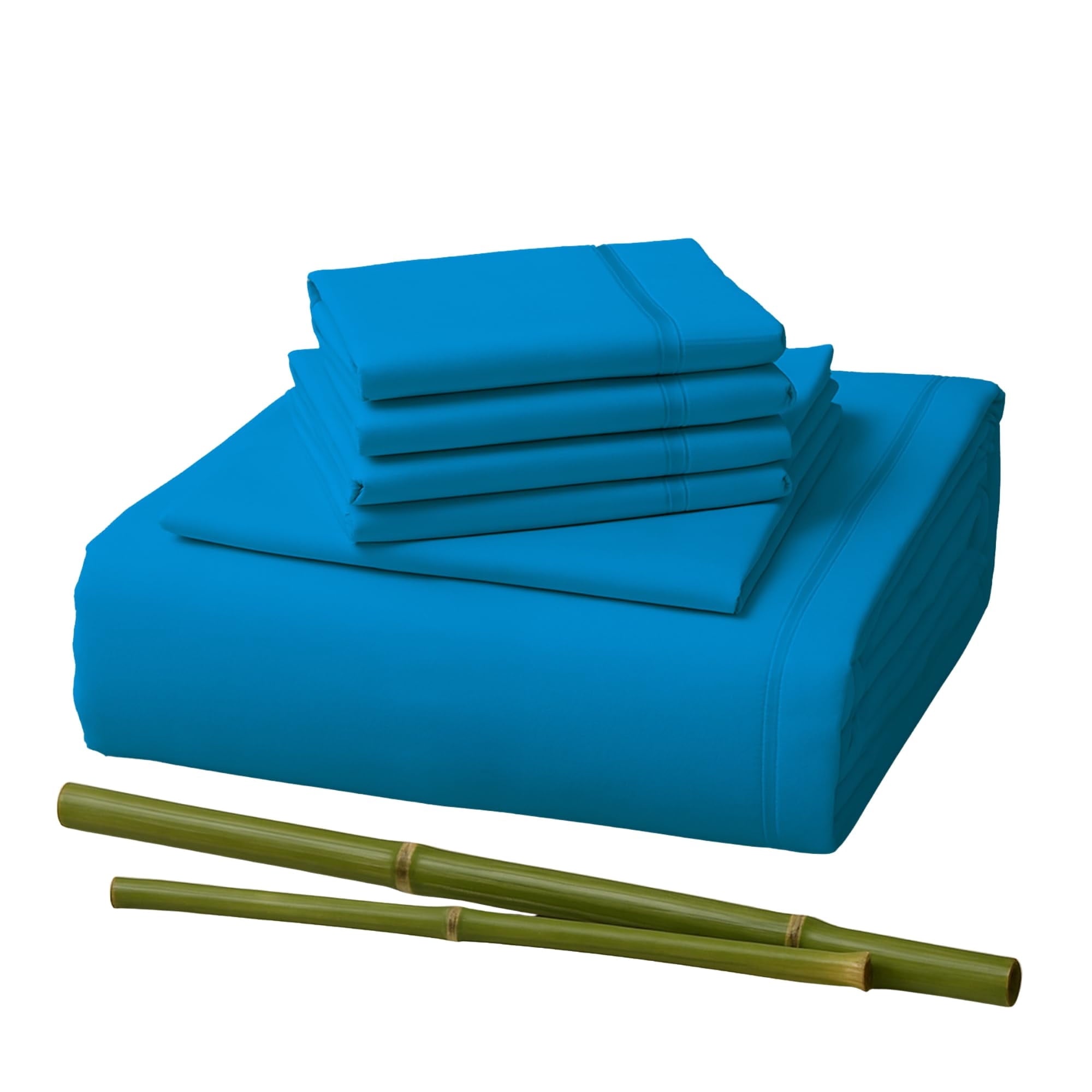 Sacred Thread Rayon Derived from Bamboo Sheets Twin Size, 18'' Deep Pocket Cooling Sheets for Hot Sleepers, 4 PC Cooling Sheets (Twin Size) (Aqua)