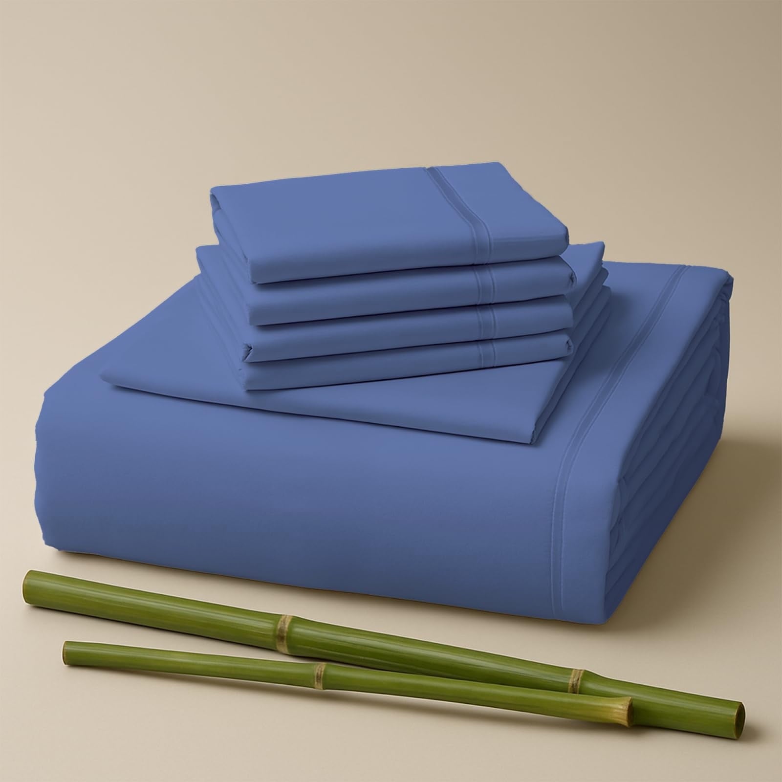 Sacred Thread Rayon Derived from Bamboo Sheets Twin Size, 18'' Deep Pocket Cooling Sheets for Hot Sleepers, 4 PC Cooling Sheets (Twin Size) (Aqua)