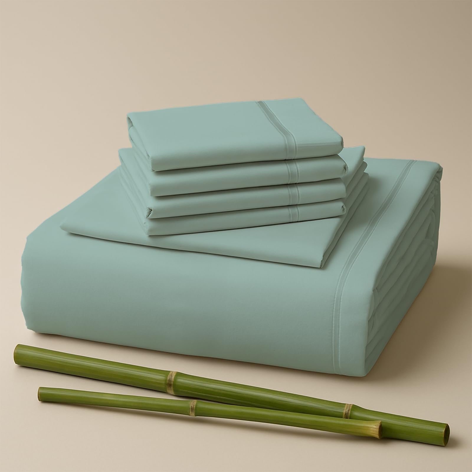 Sacred Thread Rayon Derived from Bamboo Sheets Twin Size, 18'' Deep Pocket Cooling Sheets for Hot Sleepers, 4 PC Cooling Sheets (Twin Size) (Aqua)