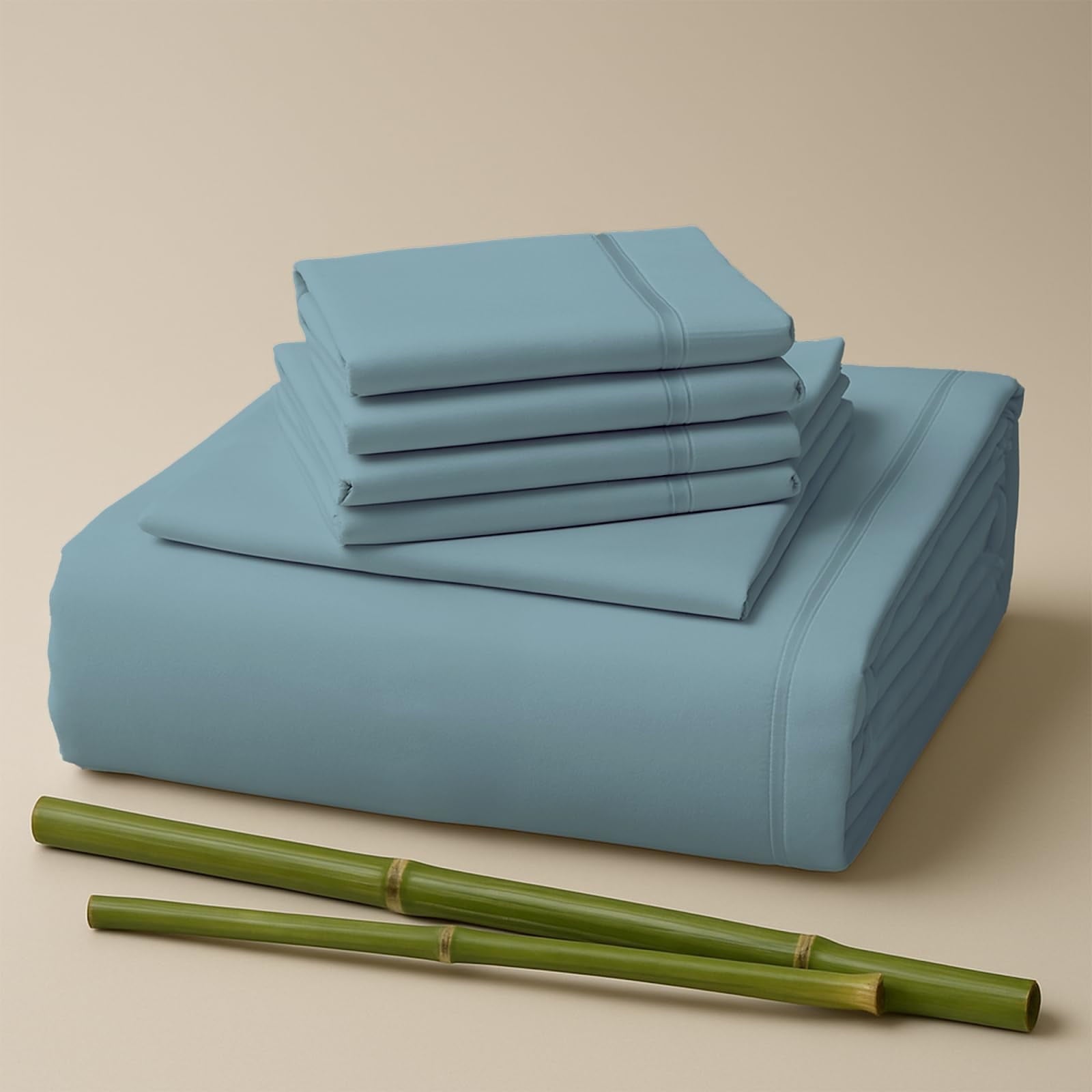 Sacred Thread Rayon Derived from Bamboo Sheets Twin Size, 18'' Deep Pocket Cooling Sheets for Hot Sleepers, 4 PC Cooling Sheets (Twin Size) (Aqua)