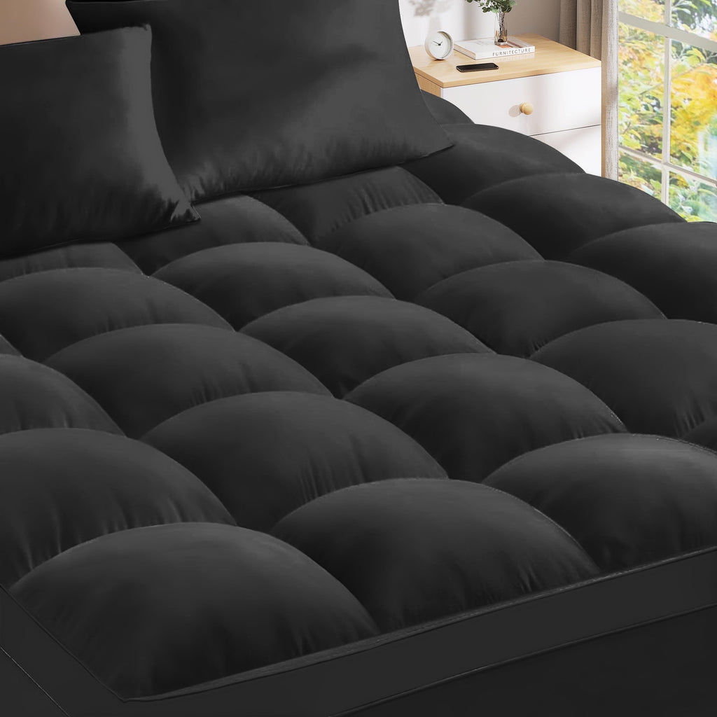 Teler Mattress Topper Queen Size for Back Pain, 400TC Extra Thick Mattress Pad Pillow Top, Quilted Fitted Mattress Protector Cover with 8-21" Deep Elastic Pocket, Soft & Breathable, White