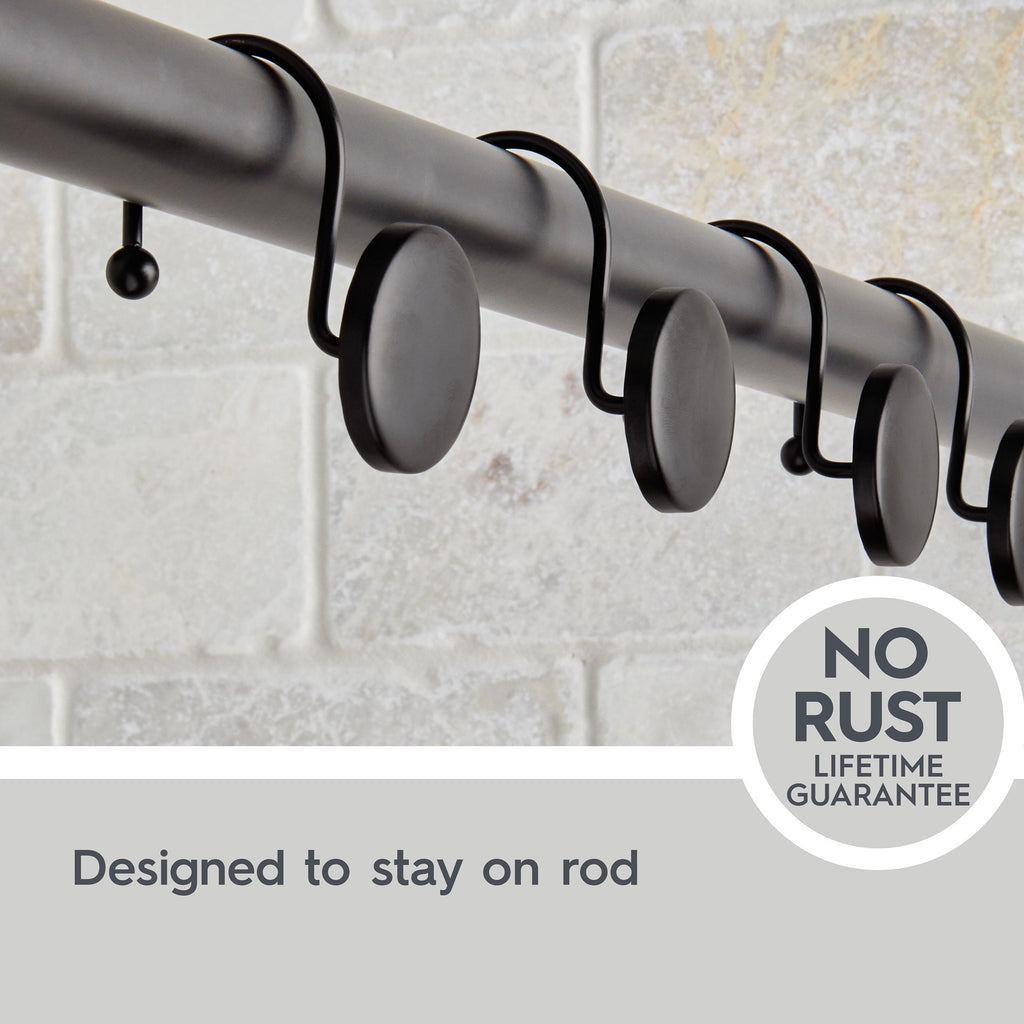 Better Homes & Gardens Matte Black Decorative Button Shower Hooks, Rustproof Metal, 12 Count