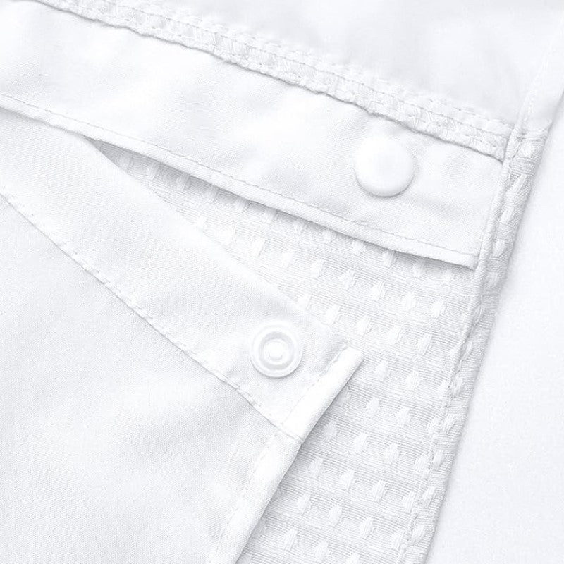 Zrodlmo No Hook Fabric Shower Curtain with Snap-in Liner, Waffle Waterproof and Mildew Resistant Bathroom Curtain, 72"x 74", White