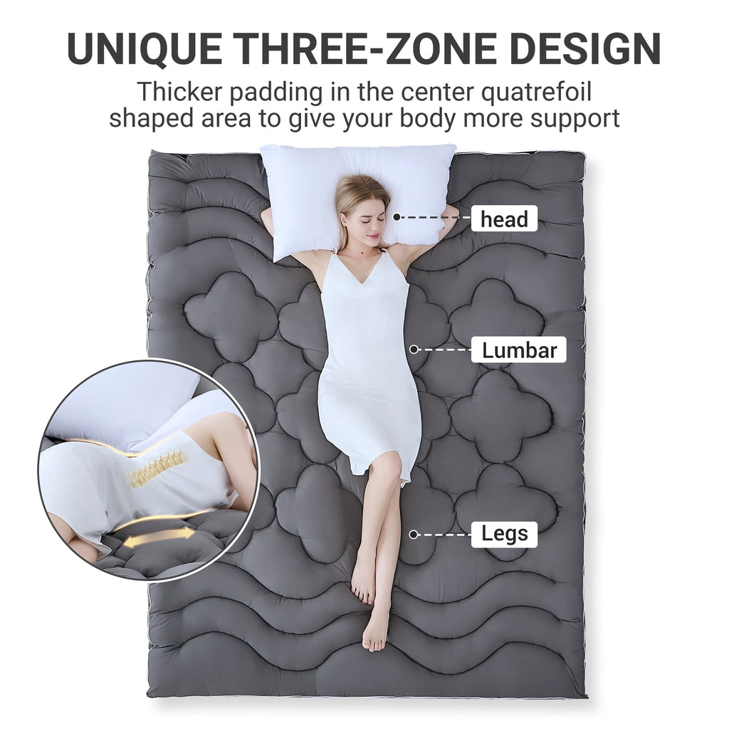 BDEUS Extra Thick Twin Mattress Topper, Cooling Mattress Pad Cover, Mattress Protector with 8-21 Inch Deep Pocket,Comfortable,Gray