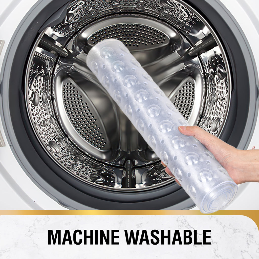 HITSLAM Extra Long Bathtub Mat-40x16 Non Slip Shower Mat with Drain Holes and Suction Cups,Machine Washable Bath Mat,Clear