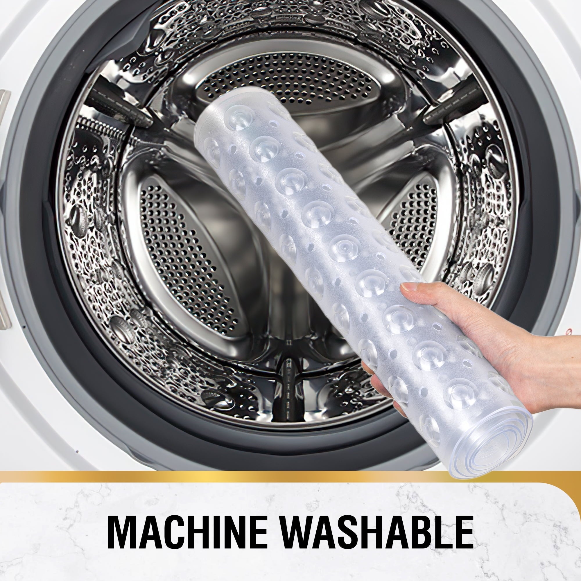 HITSLAM Extra Long Bathtub Mat-40x16 Non Slip Shower Mat with Drain Holes and Suction Cups,Machine Washable Bath Mat,Clear