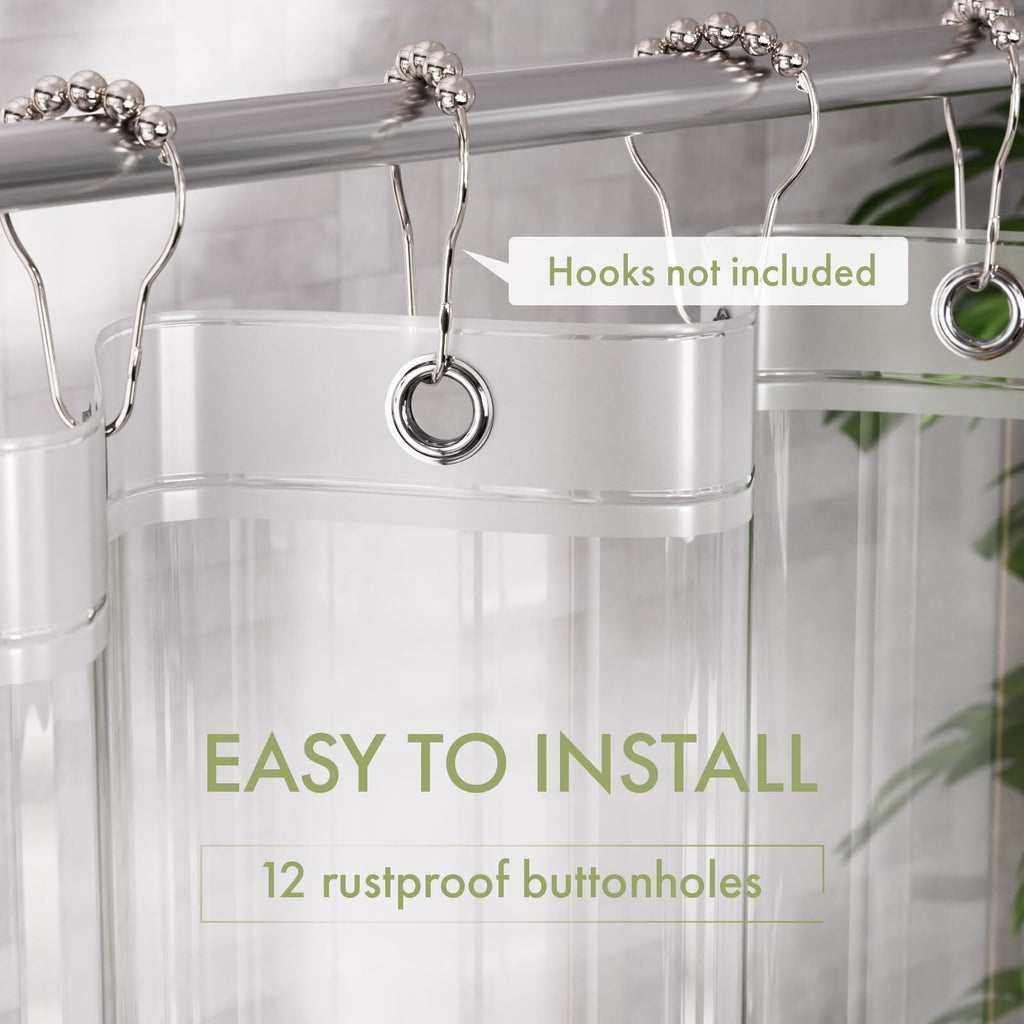 AmazerBath Shower Curtain Liner, 72x72 Clear Shower Curtain Liner, Waterproof Plastic Shower Liner, Cute Lightweight PEVA Shower Curtains for Bathroom with Magnet and 12 Rustproof Metal Grommet Holes