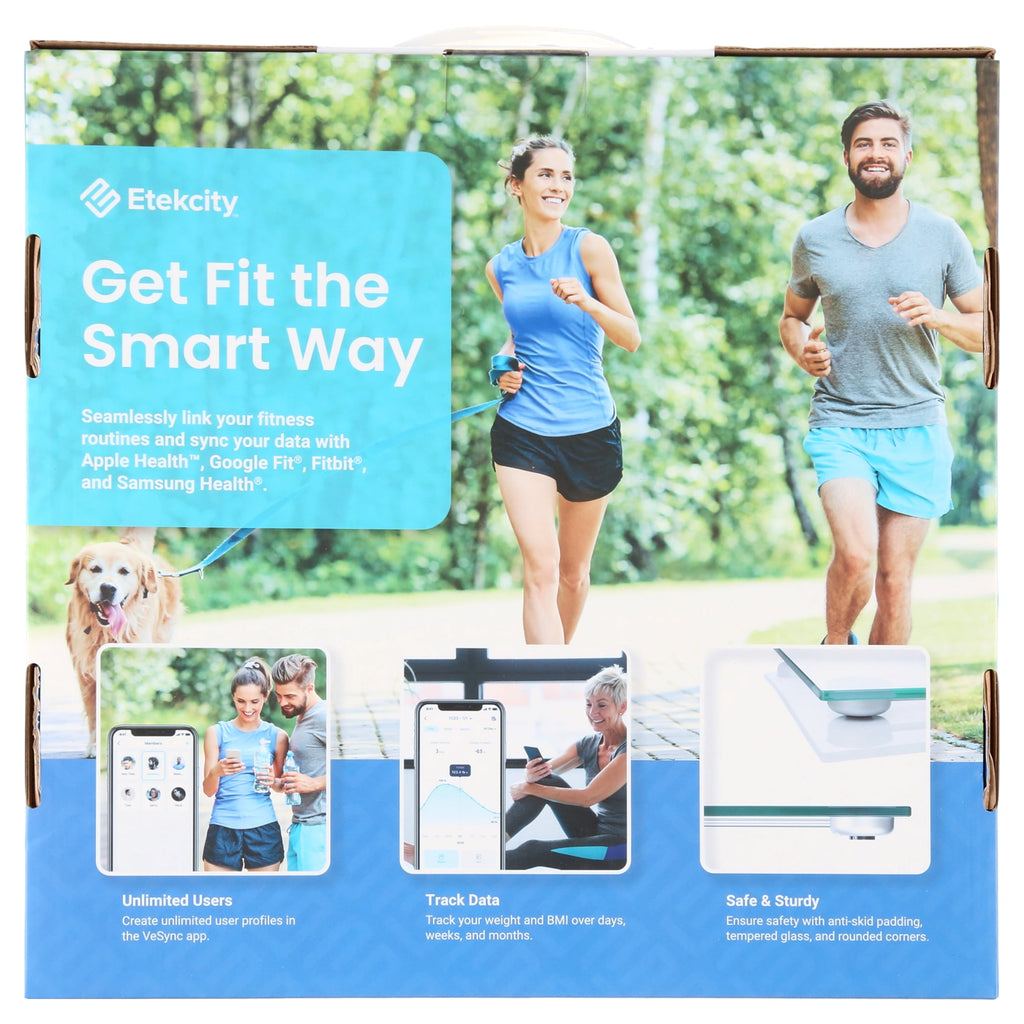 Etekcity LCD Digital Smart Body Weight Scale, Glass and Silver, 400lb Capacity