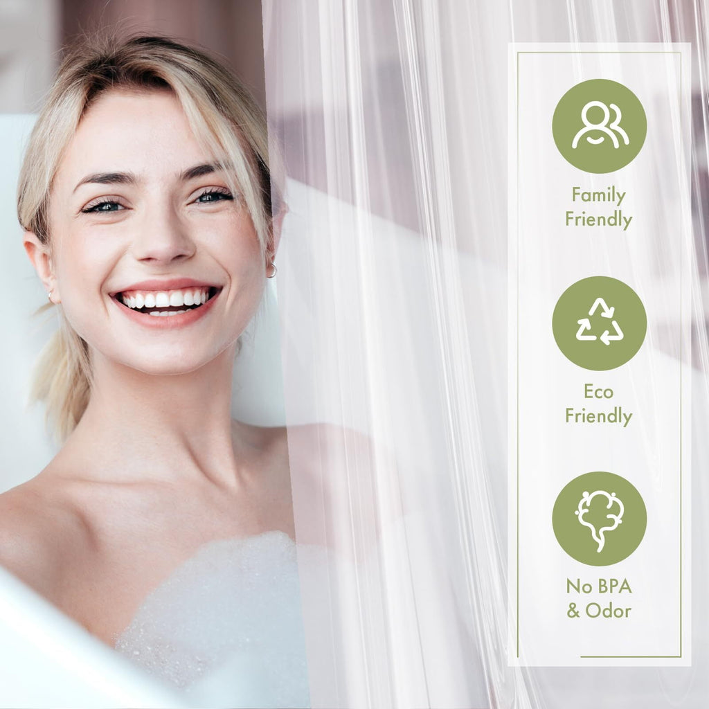 AmazerBath Shower Curtain Liner, 72x72 Clear Shower Curtain Liner, Waterproof Plastic Shower Liner, Cute Lightweight PEVA Shower Curtains for Bathroom with Magnet and 12 Rustproof Metal Grommet Holes