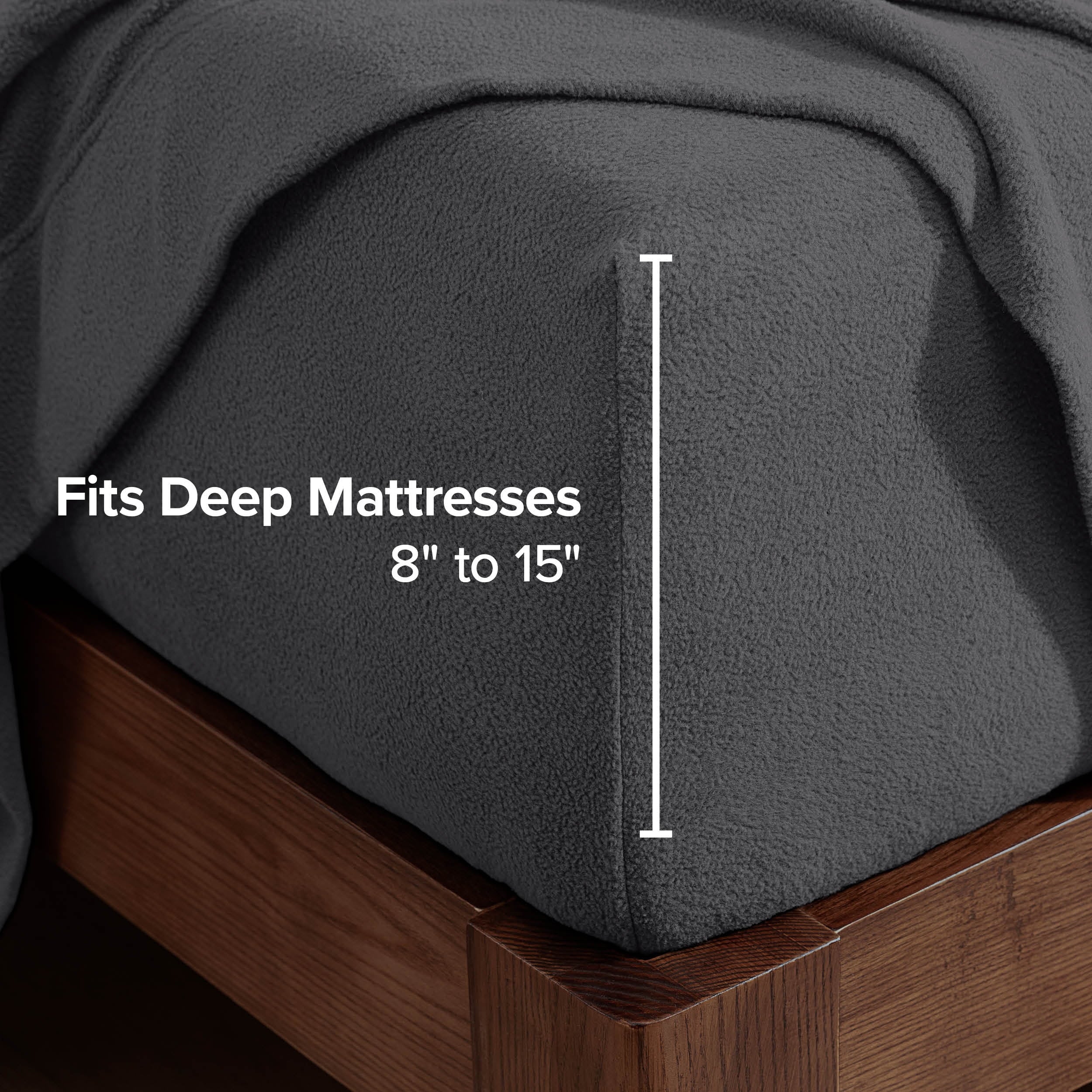 Bare Home Cozy Fleece Sheet Set - Extra Plush Polar Fleece - Deep Pocket - Queen, Gray