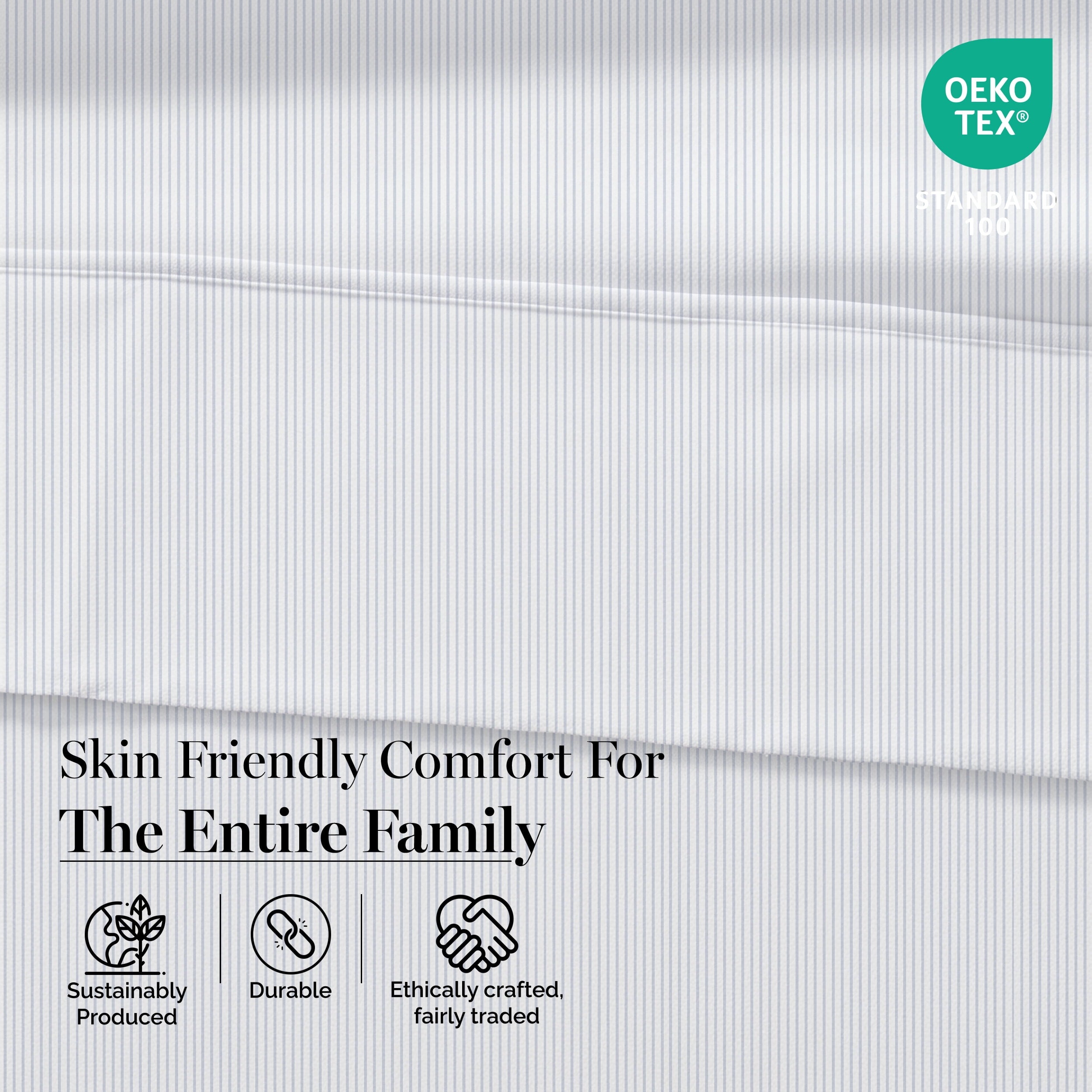 Casa Platino Twin Bed Sheet – 450TC 100% Cotton Cooling Bed Sheets, Premium Hotel Sateen Finish, Oeko-Tex Certified, Restful Sleep – Ticking Stripe