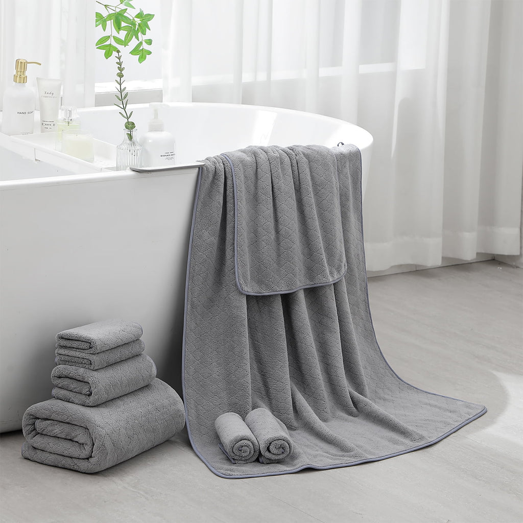 Green Essen 8 Pieces Extra Large Bath Towel35"x 70" Highly Absorbent Quick Dry Bath Sheets Bath Towel Oversized Clearance Soft Shower Towels for Bathroom Spa Hotel Gym(Dark Grey)