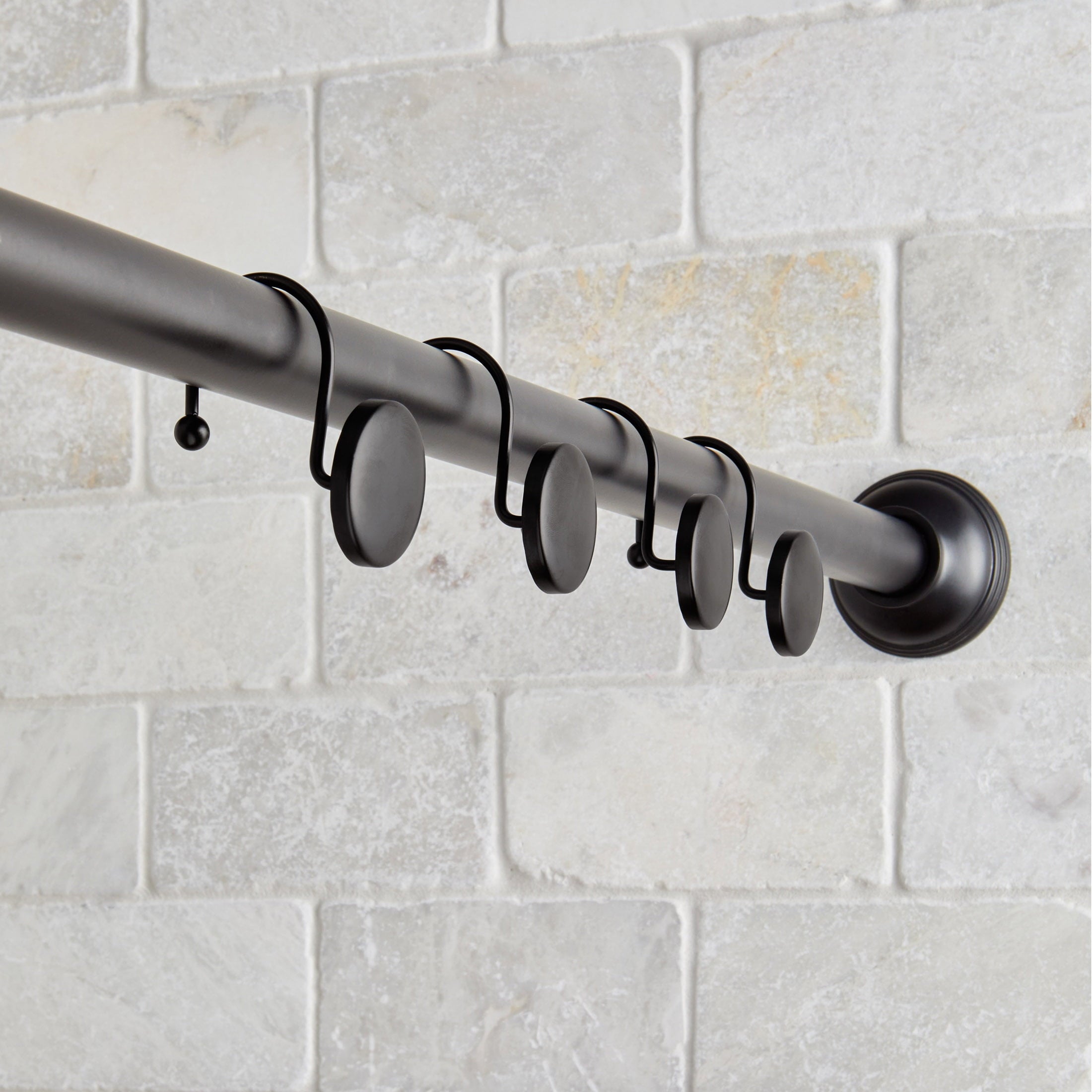 Better Homes & Gardens Matte Black Decorative Button Shower Hooks, Rustproof Metal, 12 Count