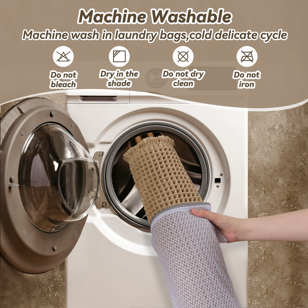 SIXHOME Bathroom Rugs Waffle Bath Rug Super Soft Absorbent Non Slip Bath Mat Beside Tub Rubber Backed Machine Washable Bathroom Rugs with Tassels Boho Bathroom Decor 17" x 24" Brown