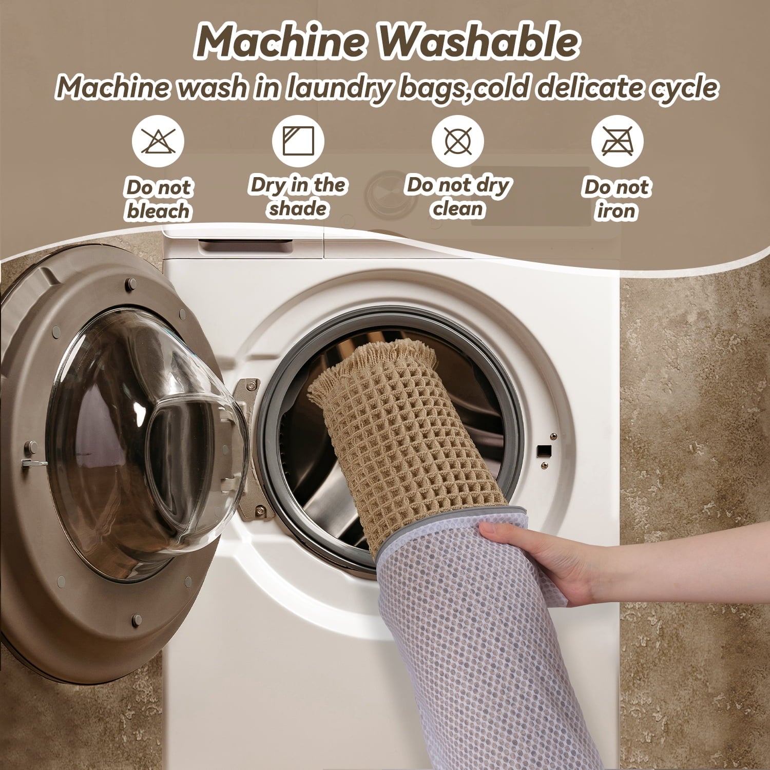 SIXHOME Bathroom Rugs Waffle Bath Rug Super Soft Absorbent Non Slip Bath Mat Beside Tub Rubber Backed Machine Washable Bathroom Rugs with Tassels Boho Bathroom Decor 17" x 24" Brown