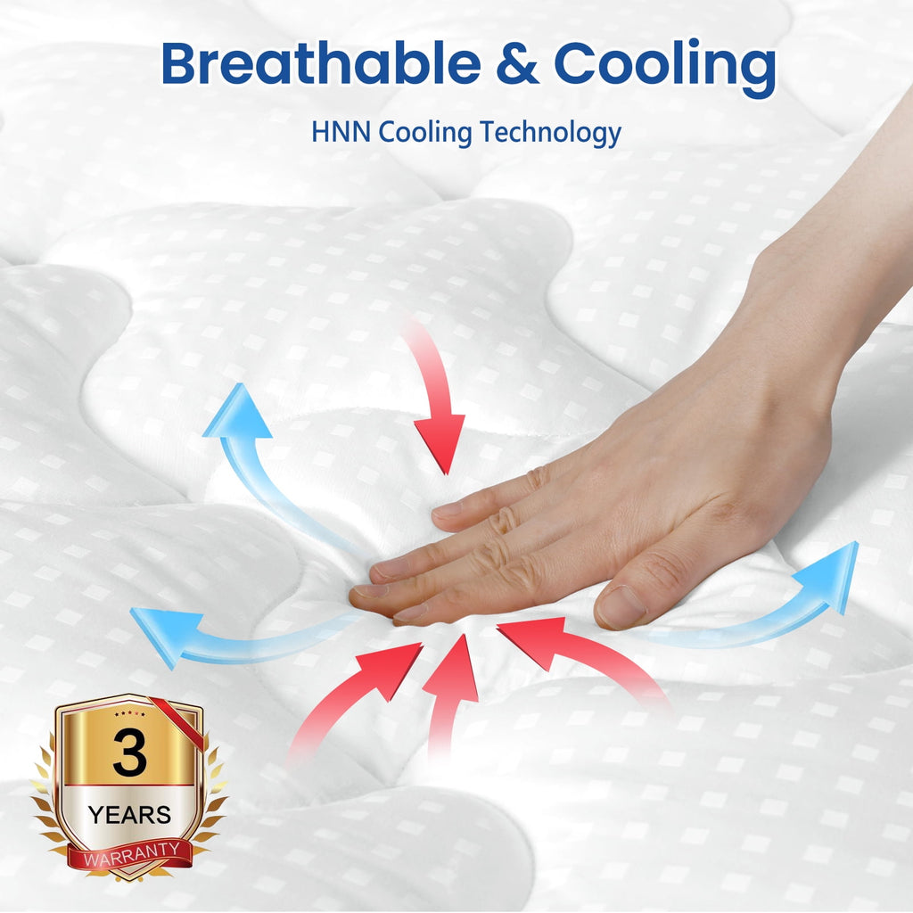 INGALIK Queen Size Mattress Pad, Cooling Breathable Mattress Topper, 400TC Quilted Fitted Protector and Cover with 8-21" Deep Pocket, White