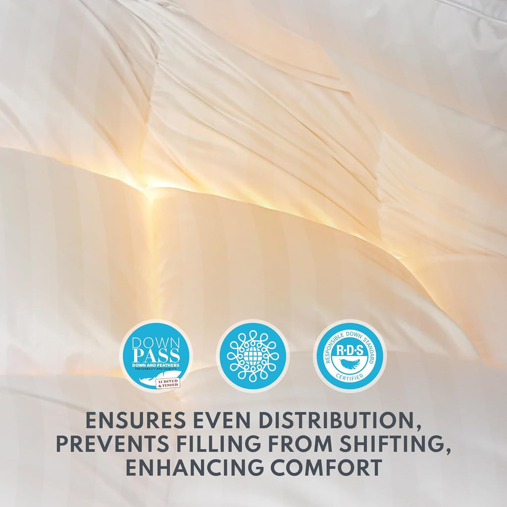 Down Feather Comforter King Size - High Fill Power All Season Duvet Insert, Luxurious Hotel Medium Warmth Bedding Comforter (106”x90”)