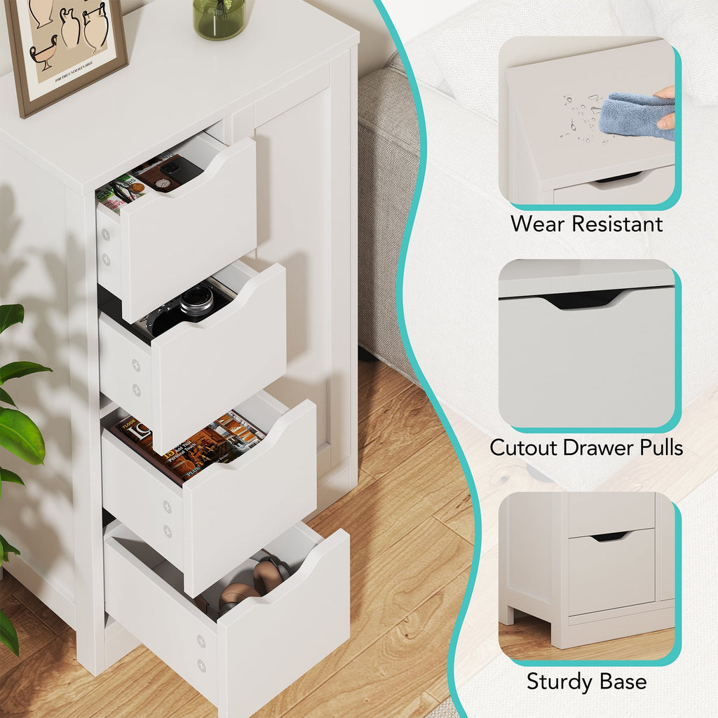 Walsunny Bathroom Floor Cabinet Storage Organizer Freestanding Wooden Cupboard with Door Drawers Adjustable Shelf for Small Spaces Laundry Room Kitchen Living Room Bedroom Home Office,White