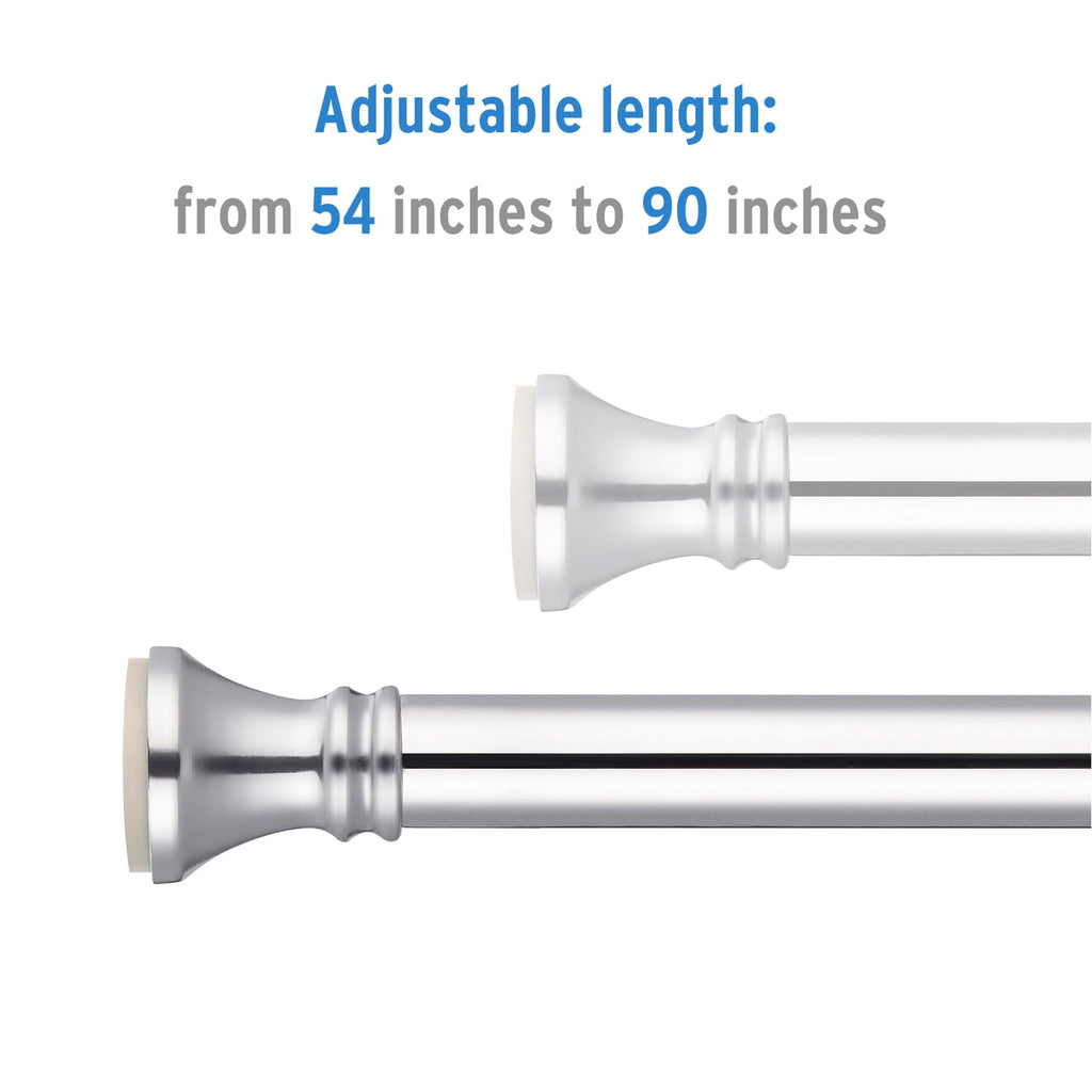 AmazerBath Spring Tension Shower Curtain Rod, 54-90 inches Rust-Resistance Tension Curtain Rod Bathroom Rod, Adjustable Shower Curtain Rod No Drill, Nickel