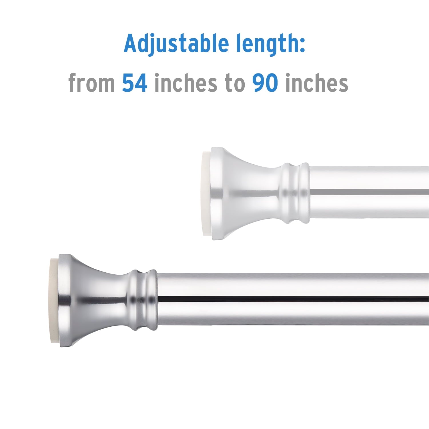 AmazerBath Spring Tension Shower Curtain Rod, 54-90 inches Rust-Resistance Tension Curtain Rod Bathroom Rod, Adjustable Shower Curtain Rod No Drill, Nickel