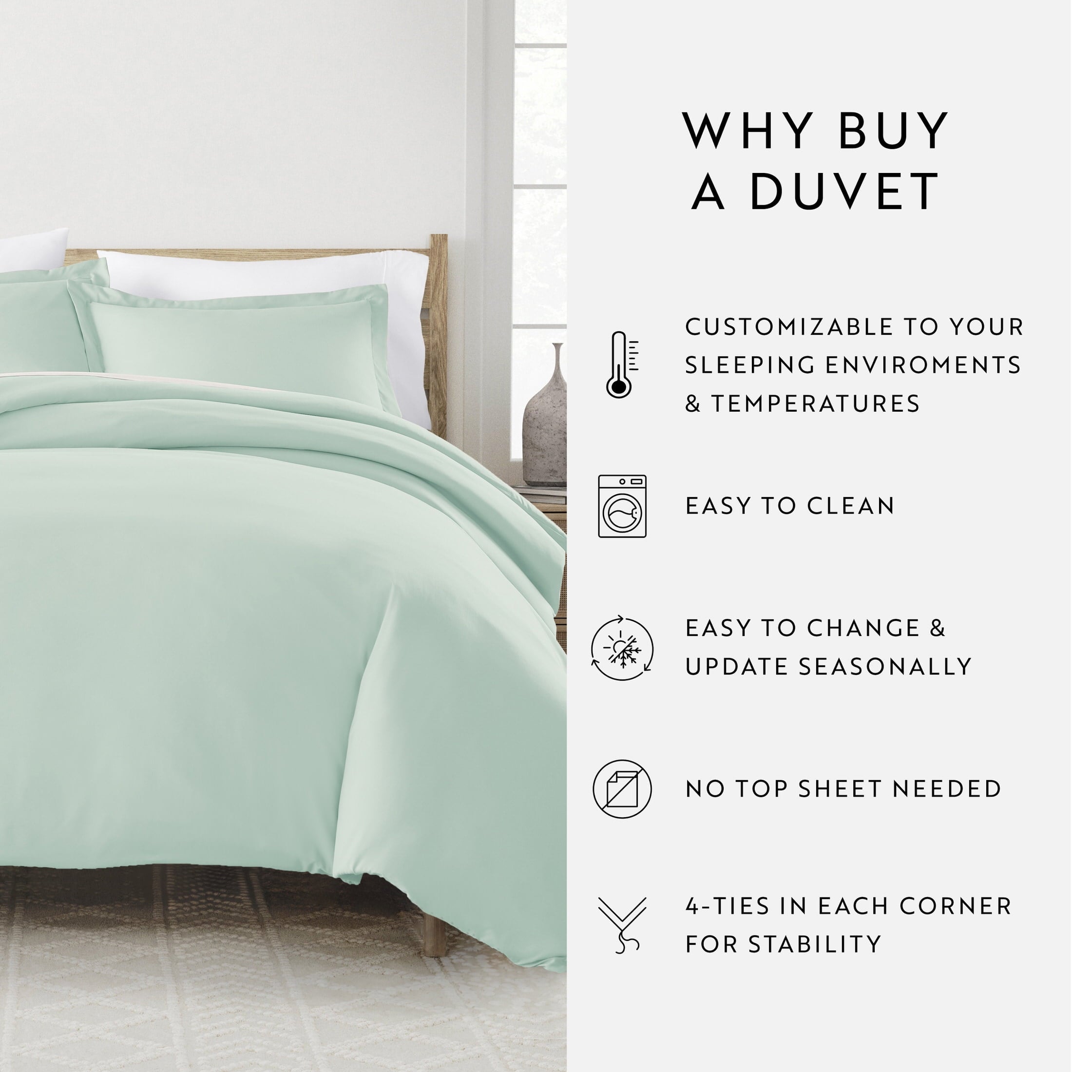 Ultra Soft & Breathable - Duvet Cover Set - King/Cal-King Aqua Bedding by Comfort Canopy