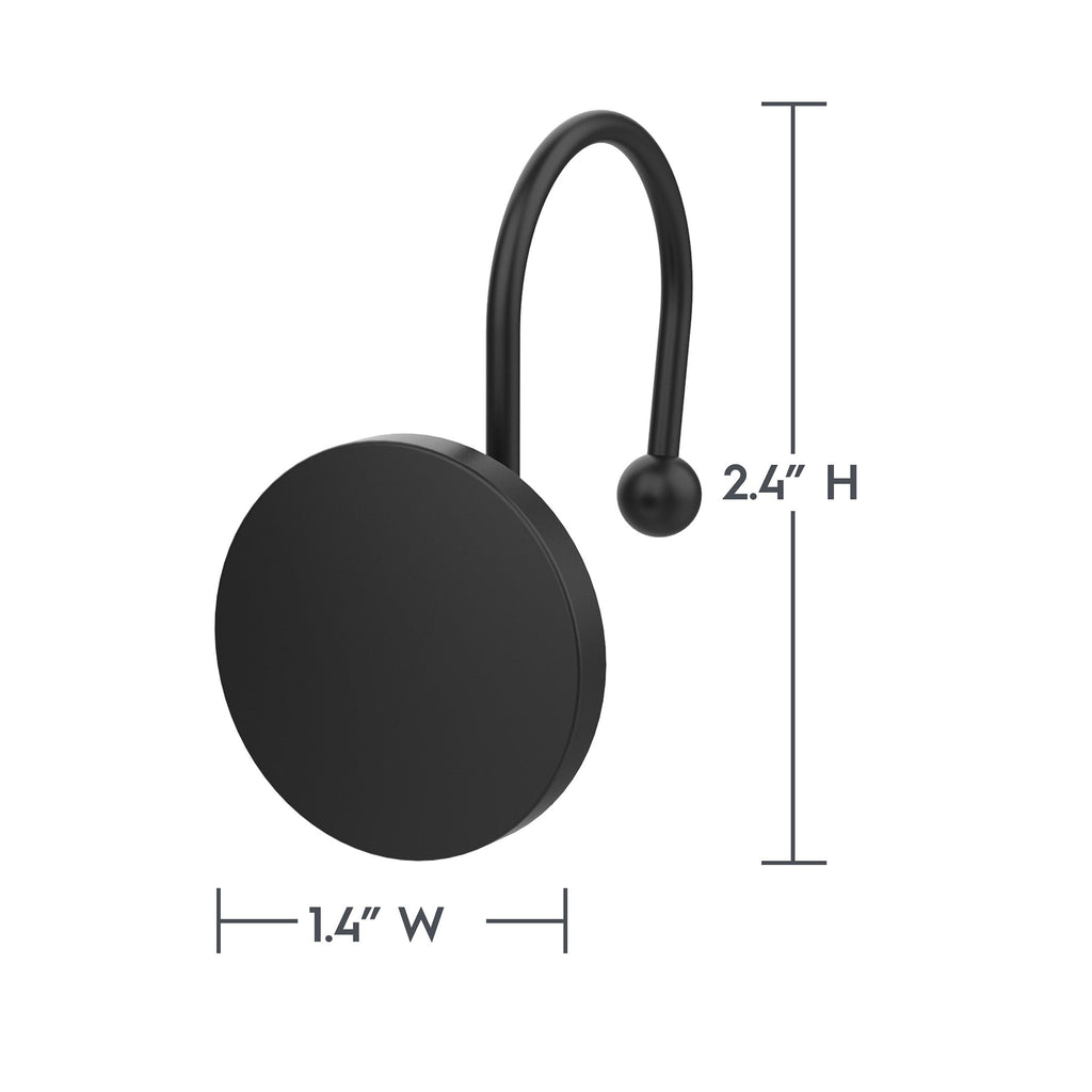 Better Homes & Gardens Matte Black Decorative Button Shower Hooks, Rustproof Metal, 12 Count