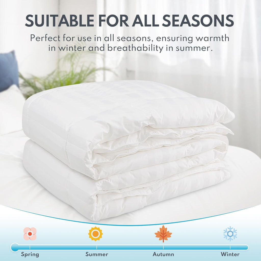 Down Feather Comforter King Size - High Fill Power All Season Duvet Insert, Luxurious Hotel Medium Warmth Bedding Comforter (106”x90”)