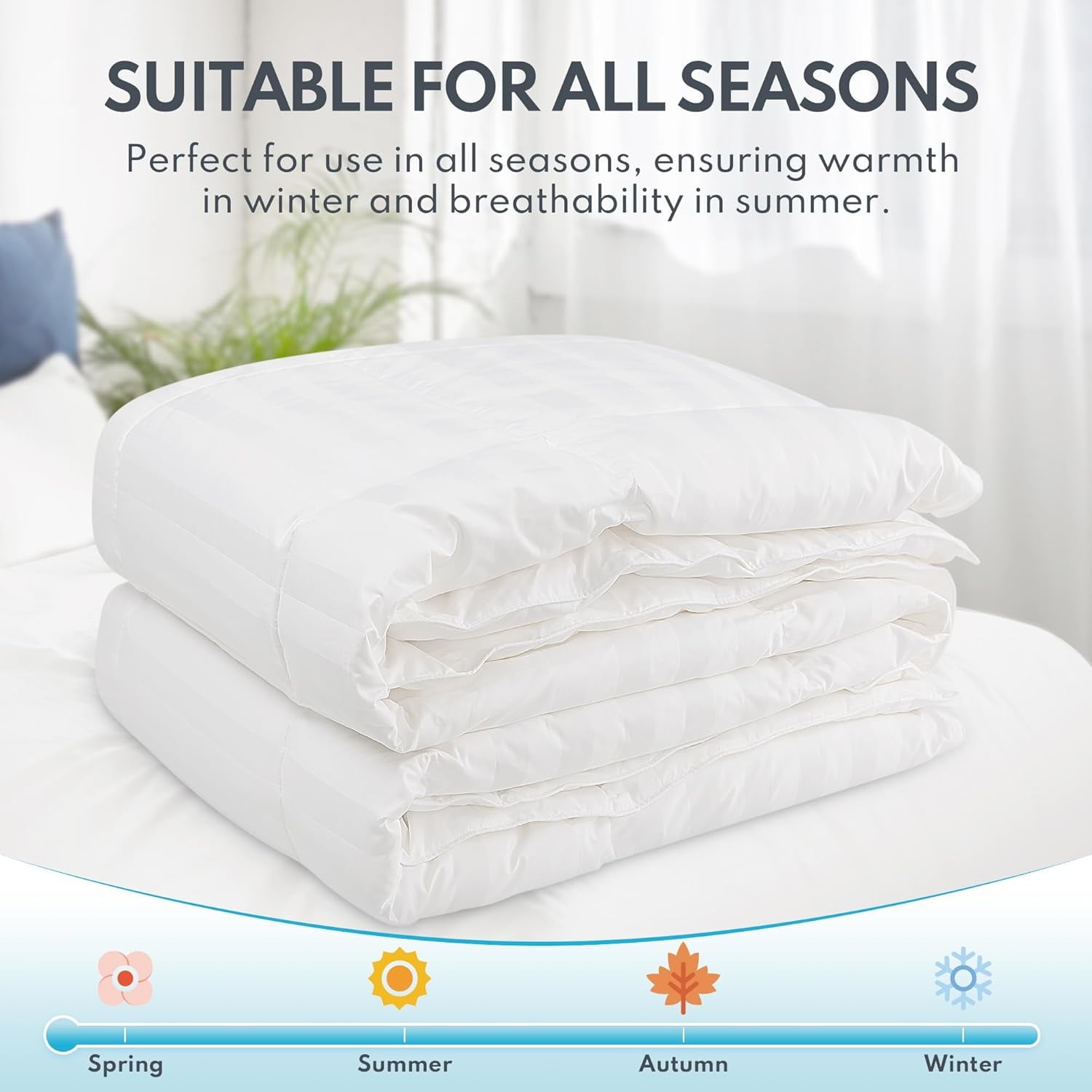 Down Feather Comforter King Size - High Fill Power All Season Duvet Insert, Luxurious Hotel Medium Warmth Bedding Comforter (106”x90”)