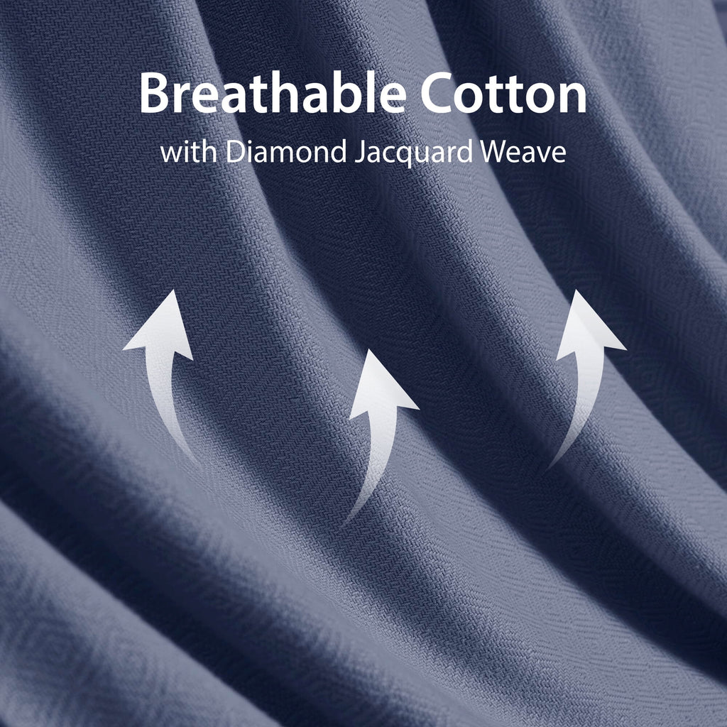 Regency Heights Cozy Bamboo Cotton Blanket, Lightweight Blanket for Sofa Couch, All Season Breathable Bed Blanket for Hot Sleepers with Diamond Jacquard, Full/Queen, Navy