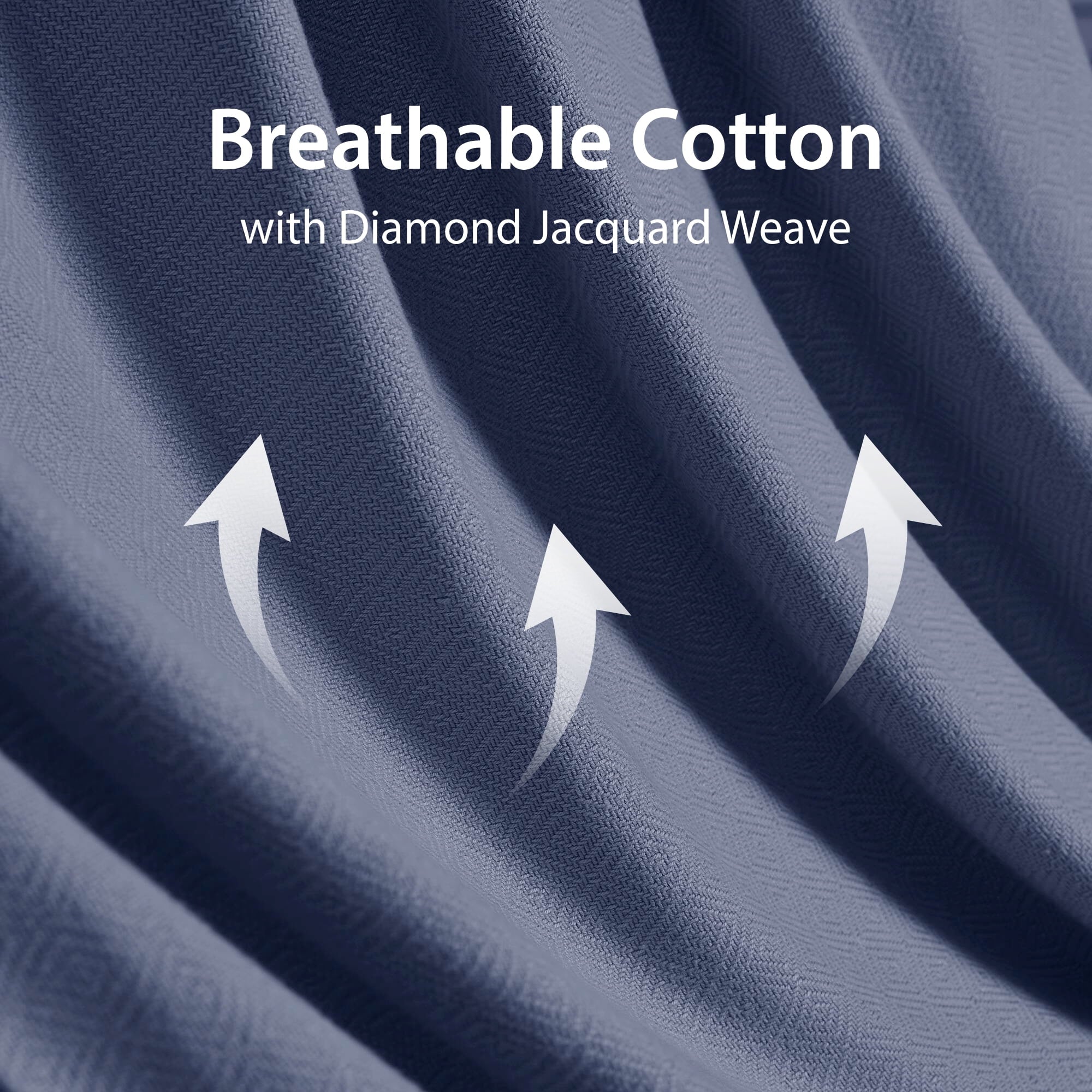 Regency Heights Cozy Bamboo Cotton Blanket, Lightweight Blanket for Sofa Couch, All Season Breathable Bed Blanket for Hot Sleepers with Diamond Jacquard, Full/Queen, Navy