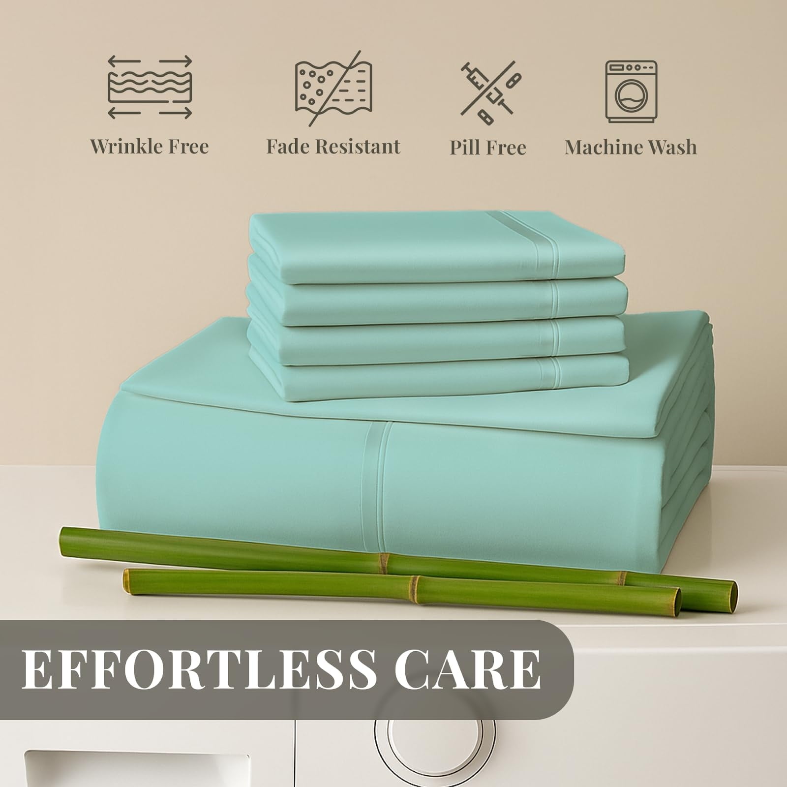 Sacred Thread Rayon Derived from Bamboo Sheets Twin Size, 18'' Deep Pocket Cooling Sheets for Hot Sleepers, 4 PC Cooling Sheets (Twin Size) (Aqua)