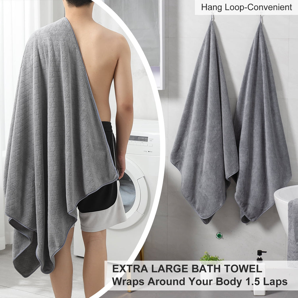Green Essen 8 Pieces Extra Large Bath Towel35"x 70" Highly Absorbent Quick Dry Bath Sheets Bath Towel Oversized Clearance Soft Shower Towels for Bathroom Spa Hotel Gym(Dark Grey)