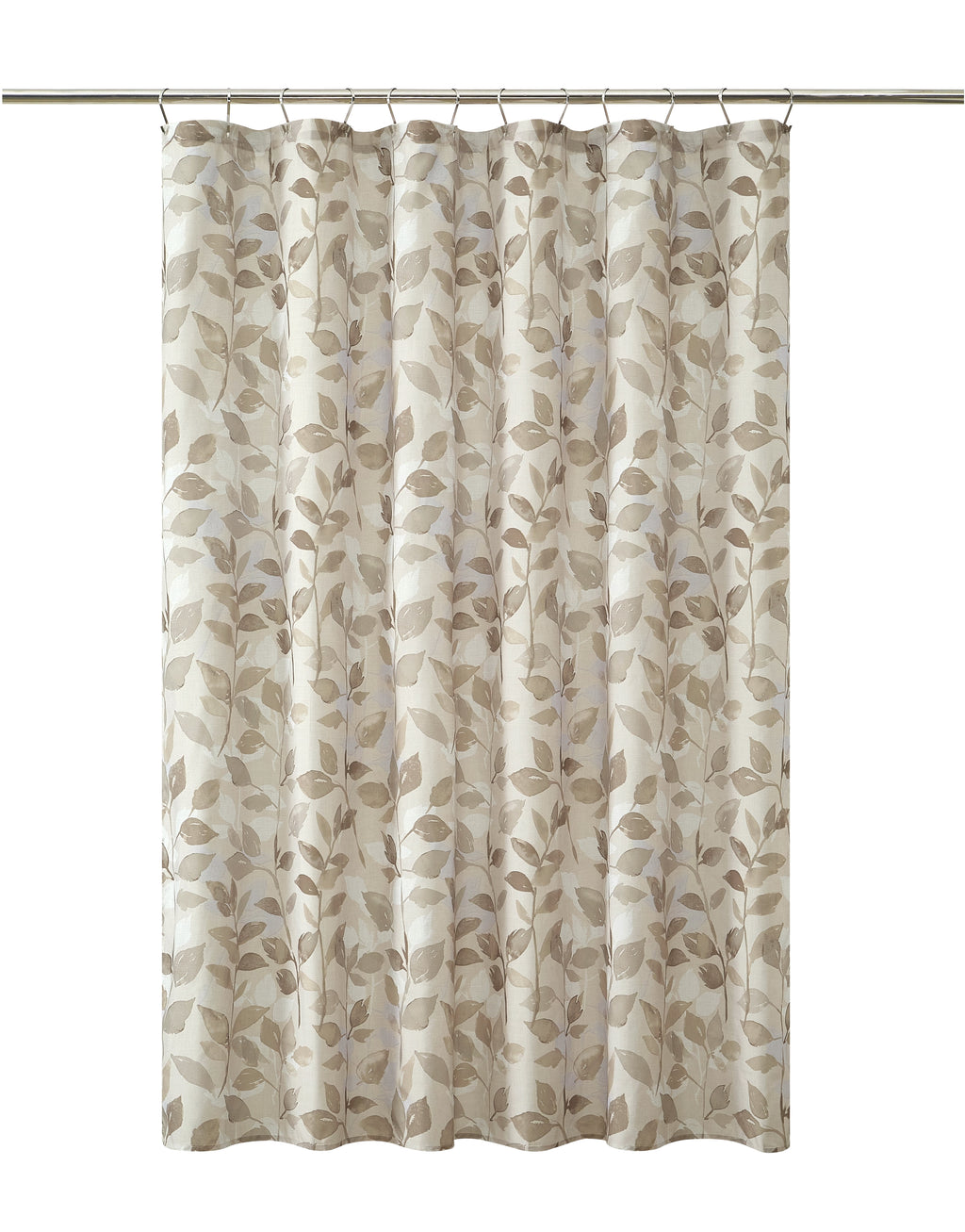 Mainstays 15-Piece Brown Leaves Bathroom Set – Shower Curtain, Bath Rugs & Hooks, Nature-Inspired Washable Décor