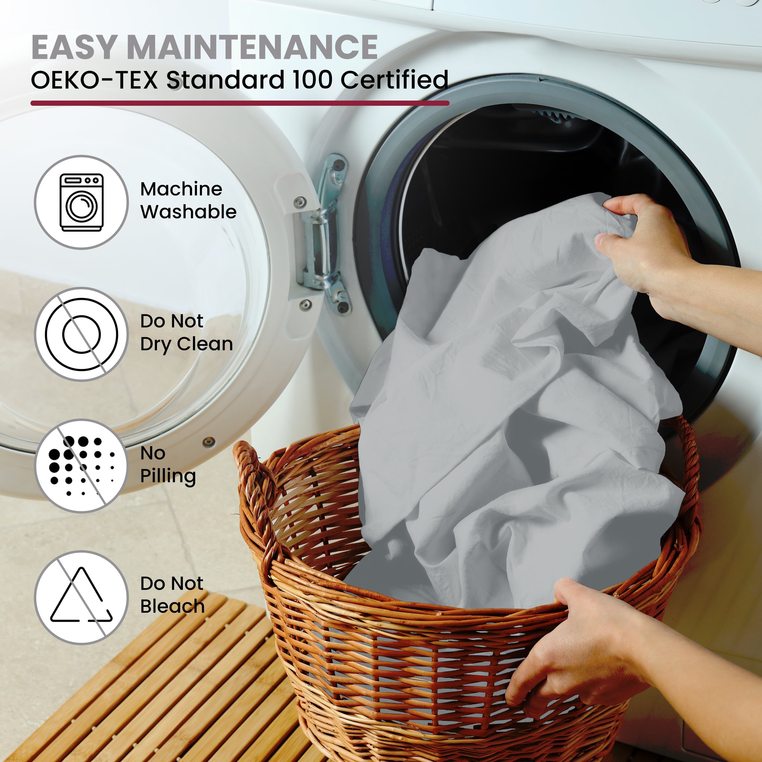 Lux Decor Collection Rayon from Bamboo Blend Queen Sheets Deep Pockets - 4 Piece Cooling Bed Sheets Set, Gray