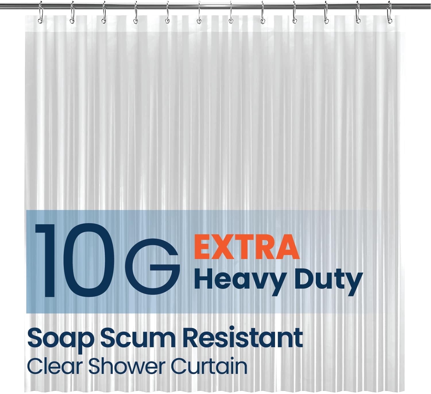 Liba Peva 10-Gauge Shower Curtain Liner, 72” W X 84” H - Clear, New Years Gifts 2025, 10g Extra Heavy Duty Thickness for Bathroom, Gifts for Friends