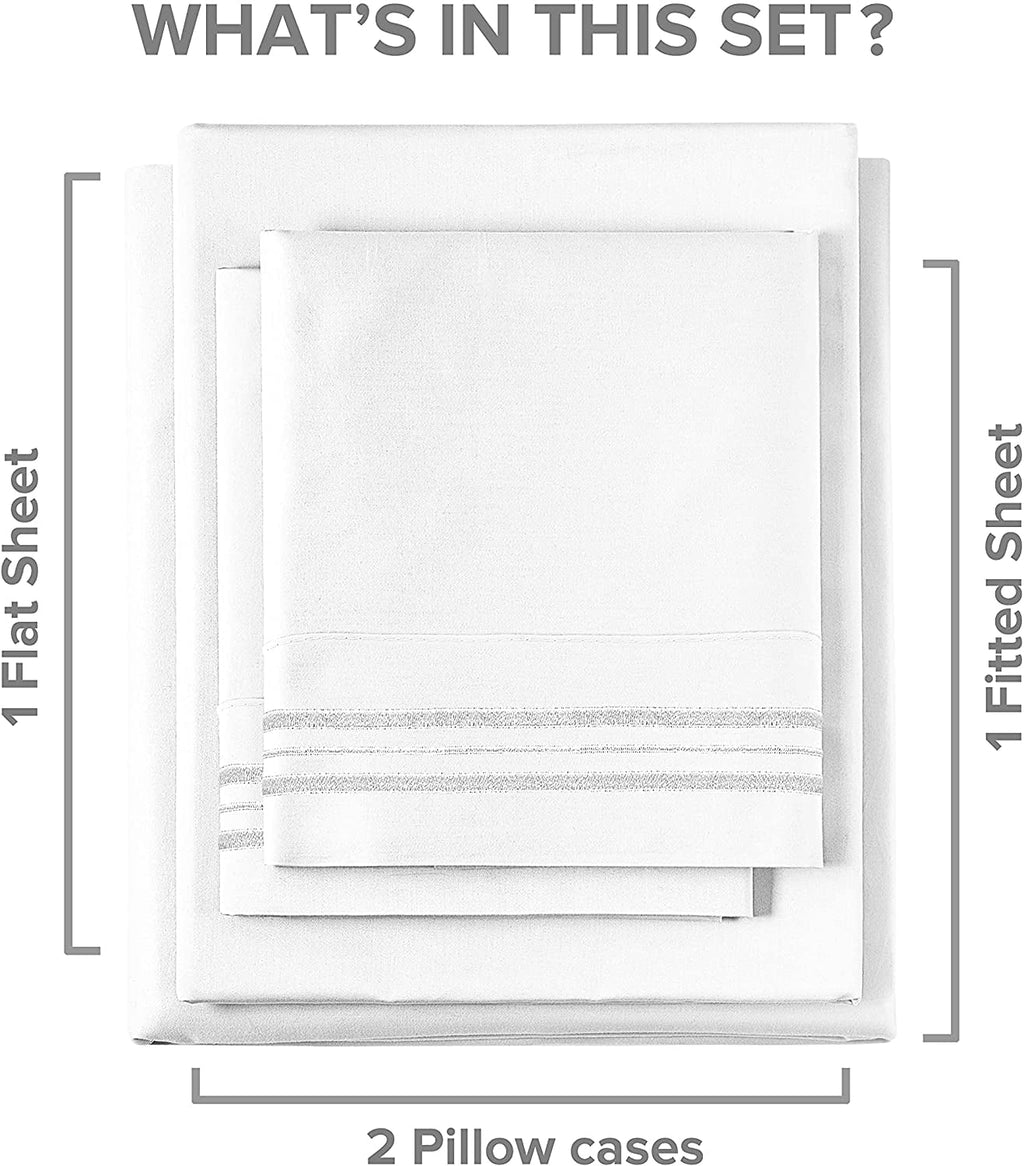 CGK Linens 4-Piece Extra Deep Pocket Sheet Set - Queen Size Breathable & Cooling Bed Sheets Fits 18"-24" Mattresses, White