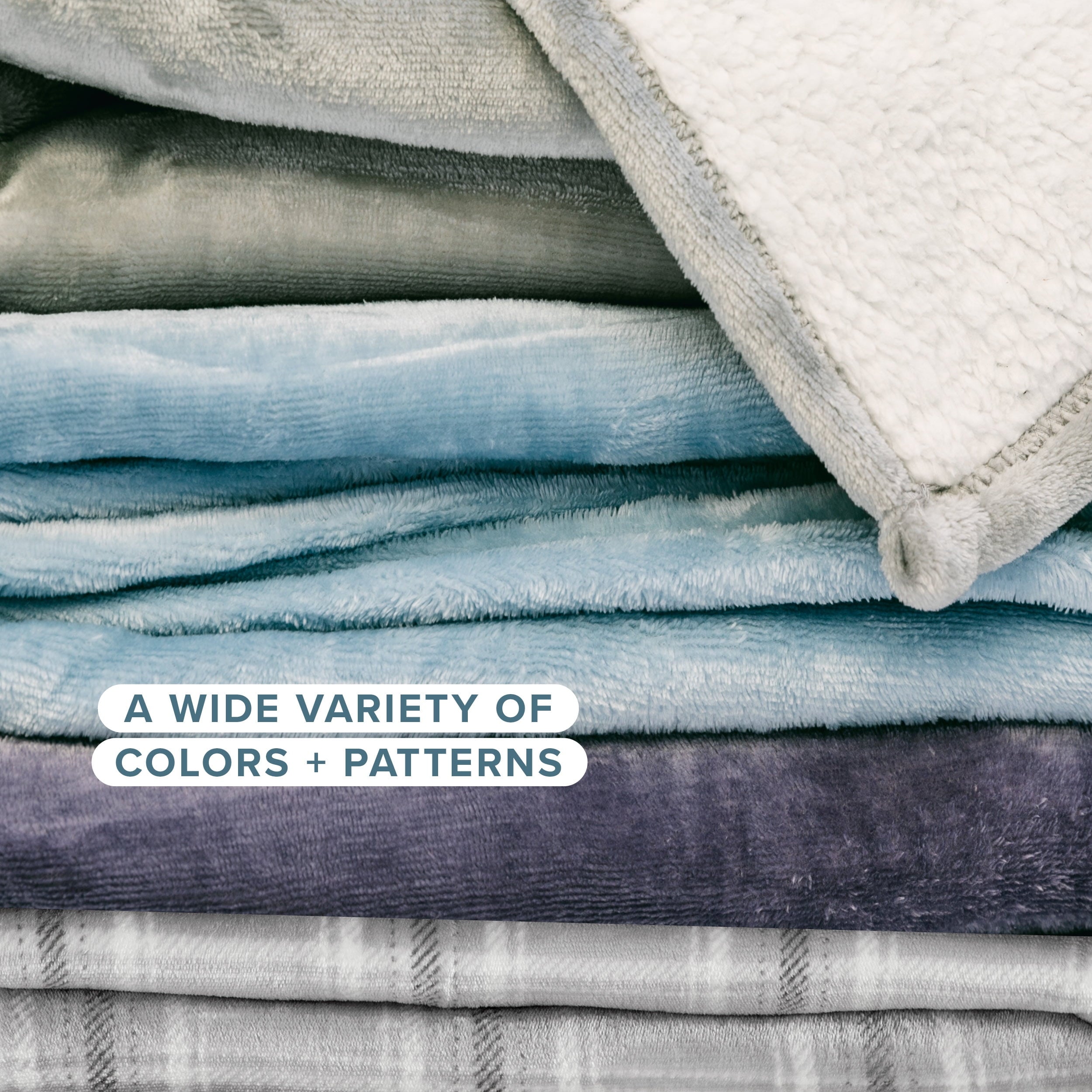 Bare Home Plush Sherpa Bed Blanket - Fluffy & Soft - Reversible - Lightweight - Full/Queen, Gray