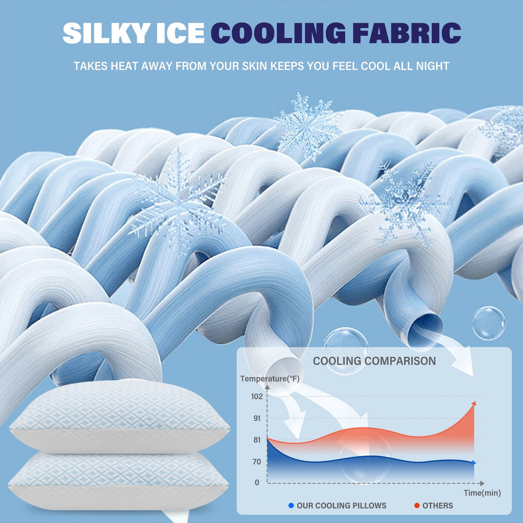 SORMAG Cooling Bed Pillows for Sleeping Shredded Memory Foam Pillows Queen Size Set of 2 Pack